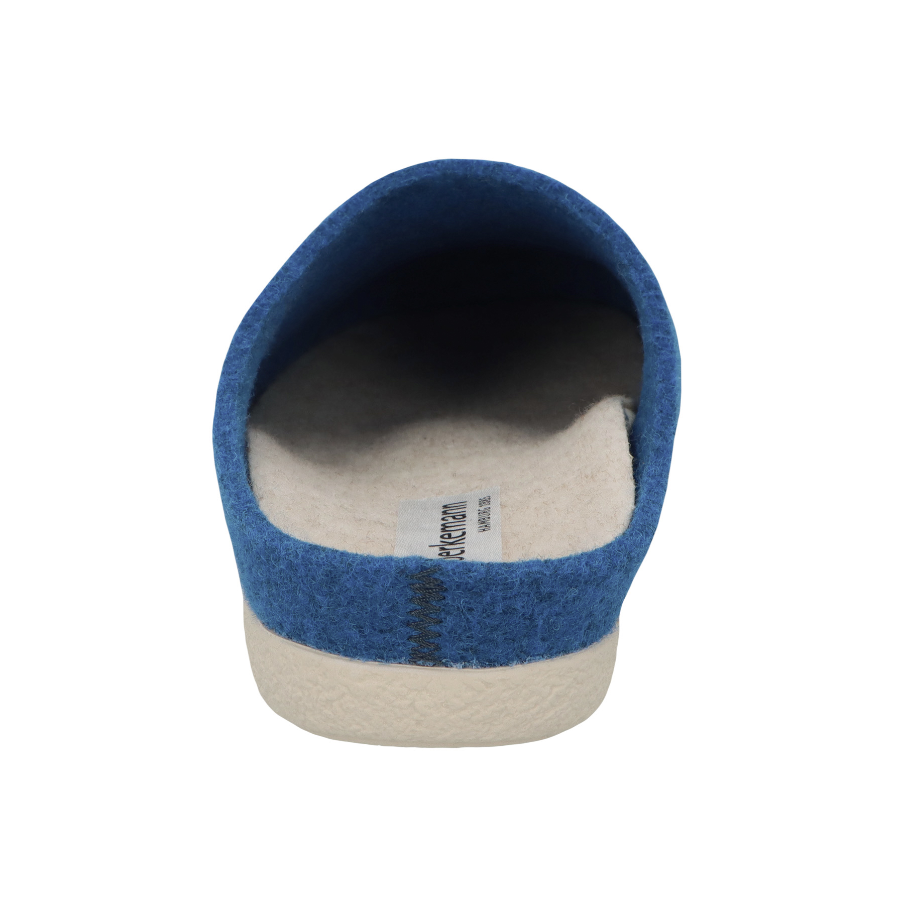 blaue hausschuhe hinteransicht