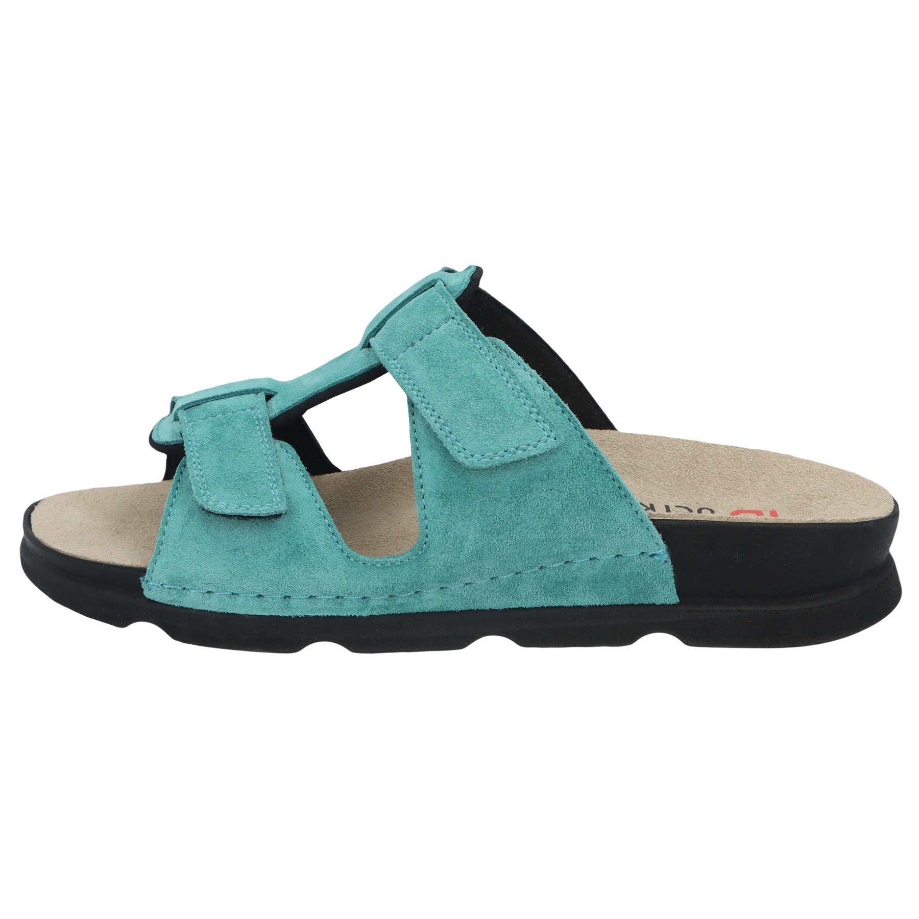 blaue pantolette seitenansicht links