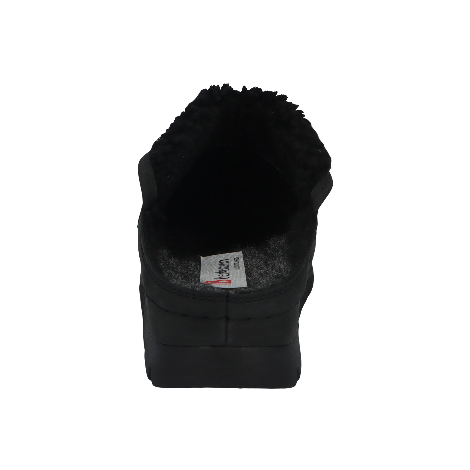 schwarze clogs hinteransicht