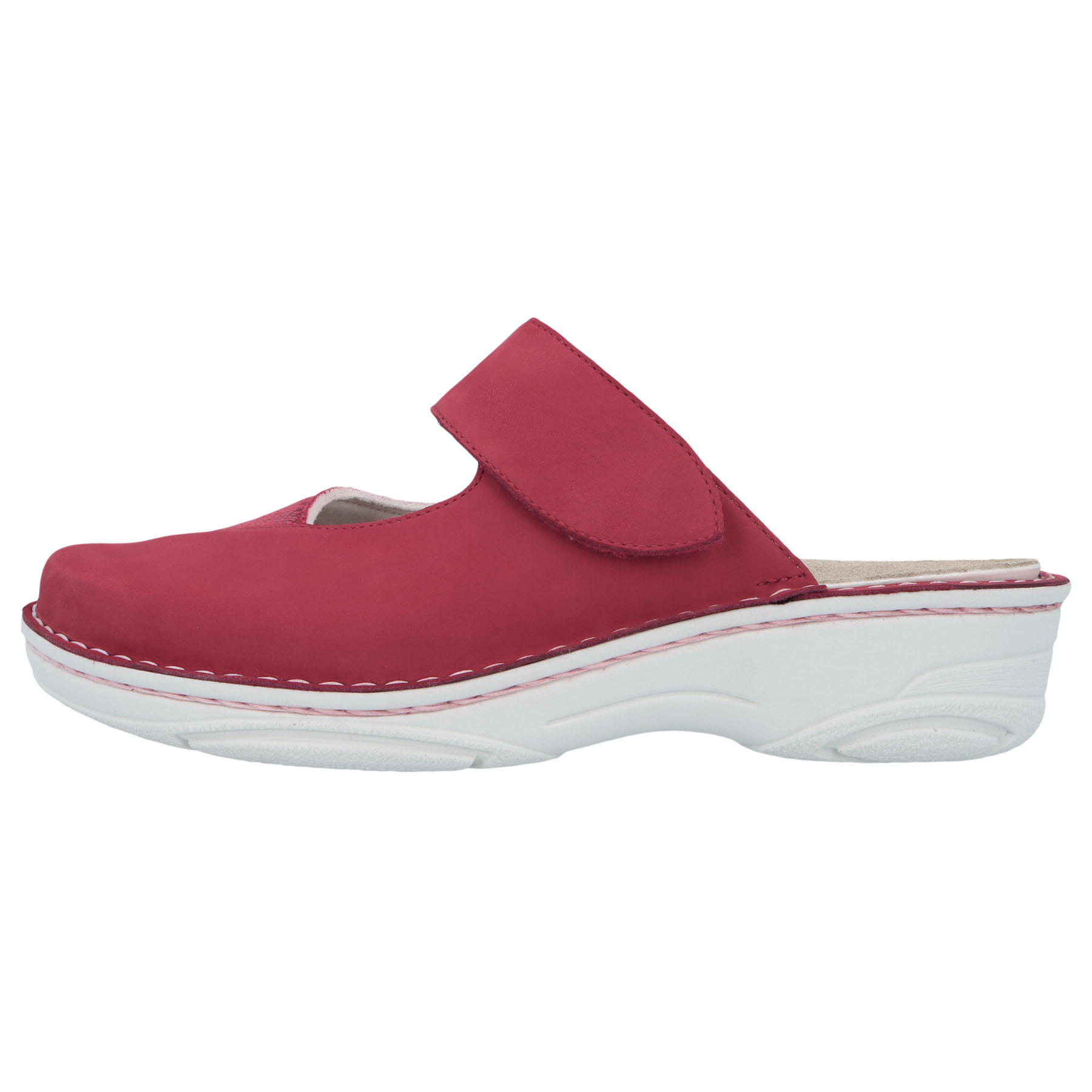 rote clogs seitenansicht links