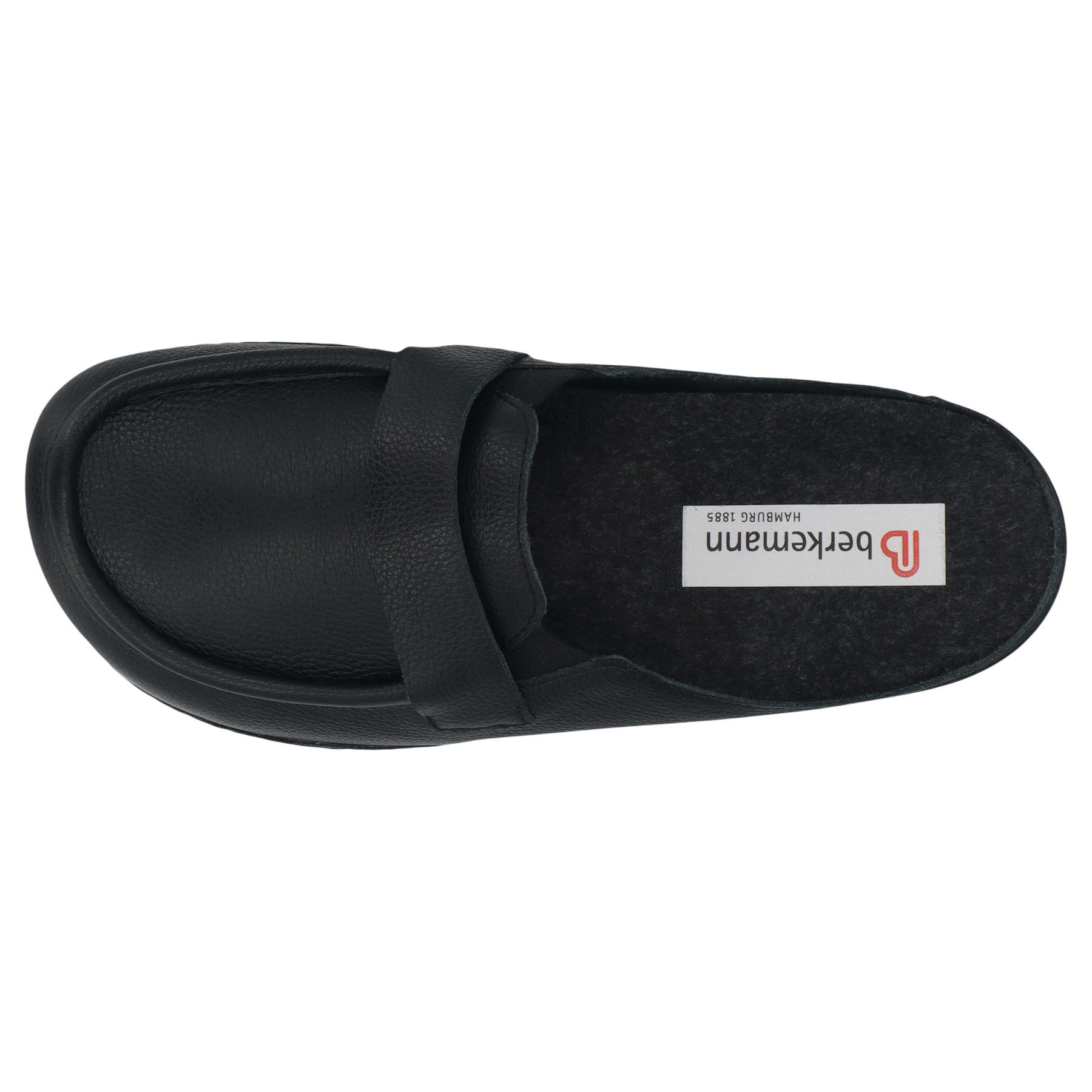 schwarze clogs draufsicht