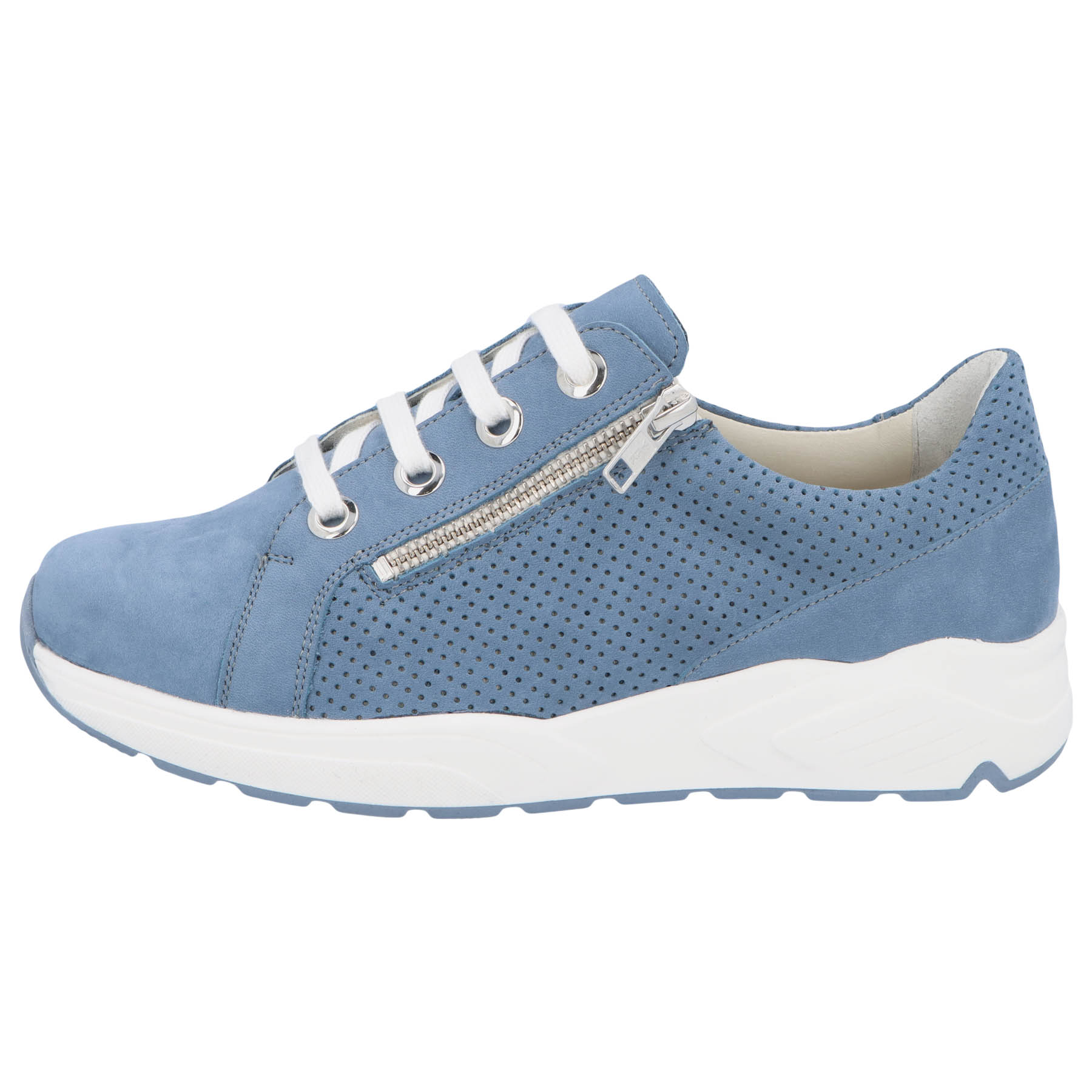 blaue halbschuh seitenansicht links