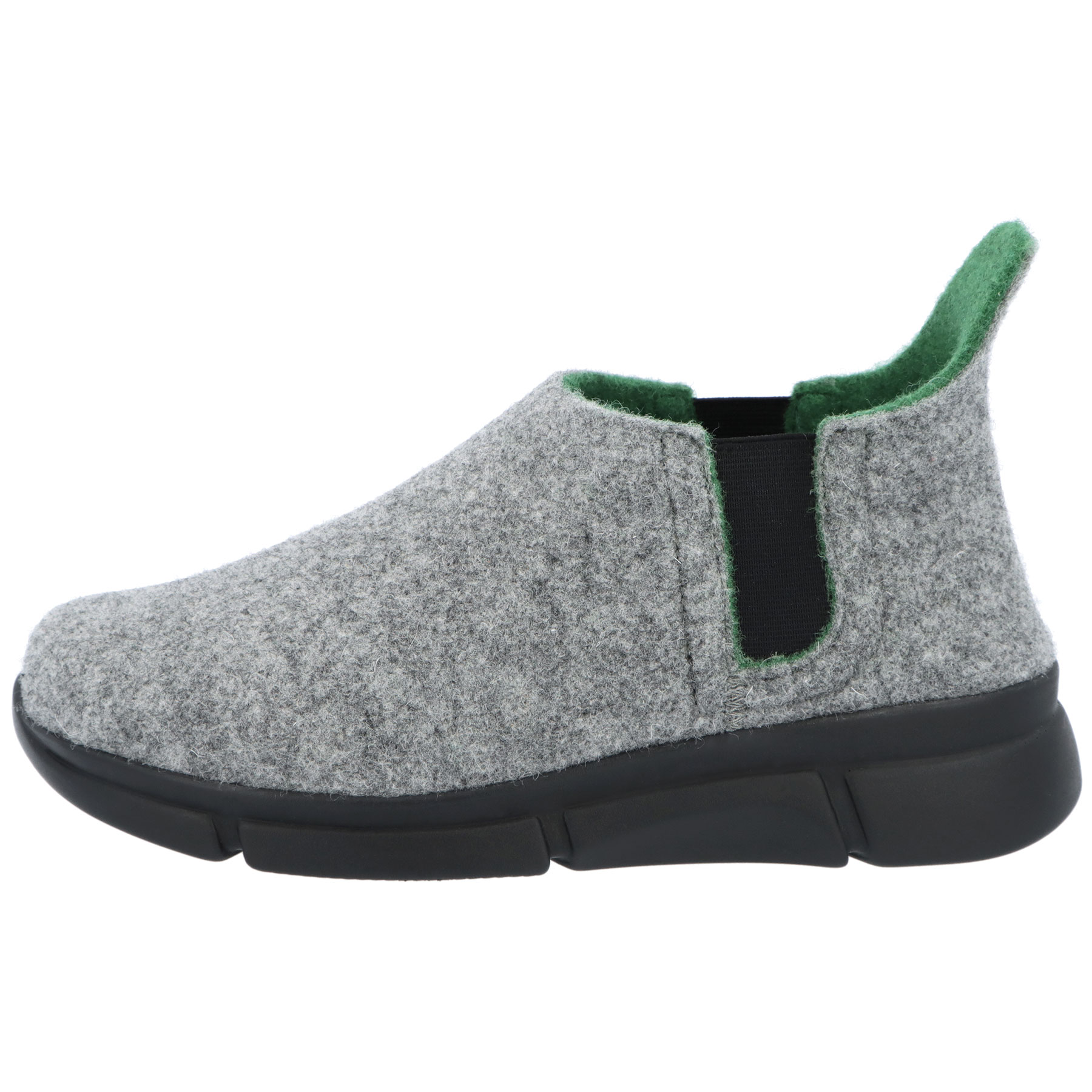 graue hausschuhe seitenansicht links