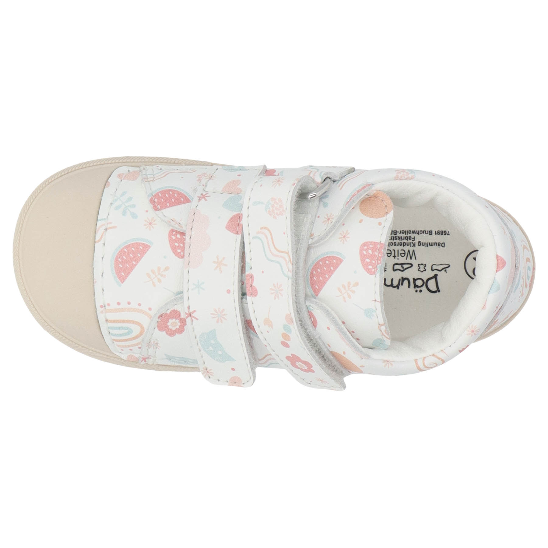 mehrfarbige lauflernschuhe draufsicht