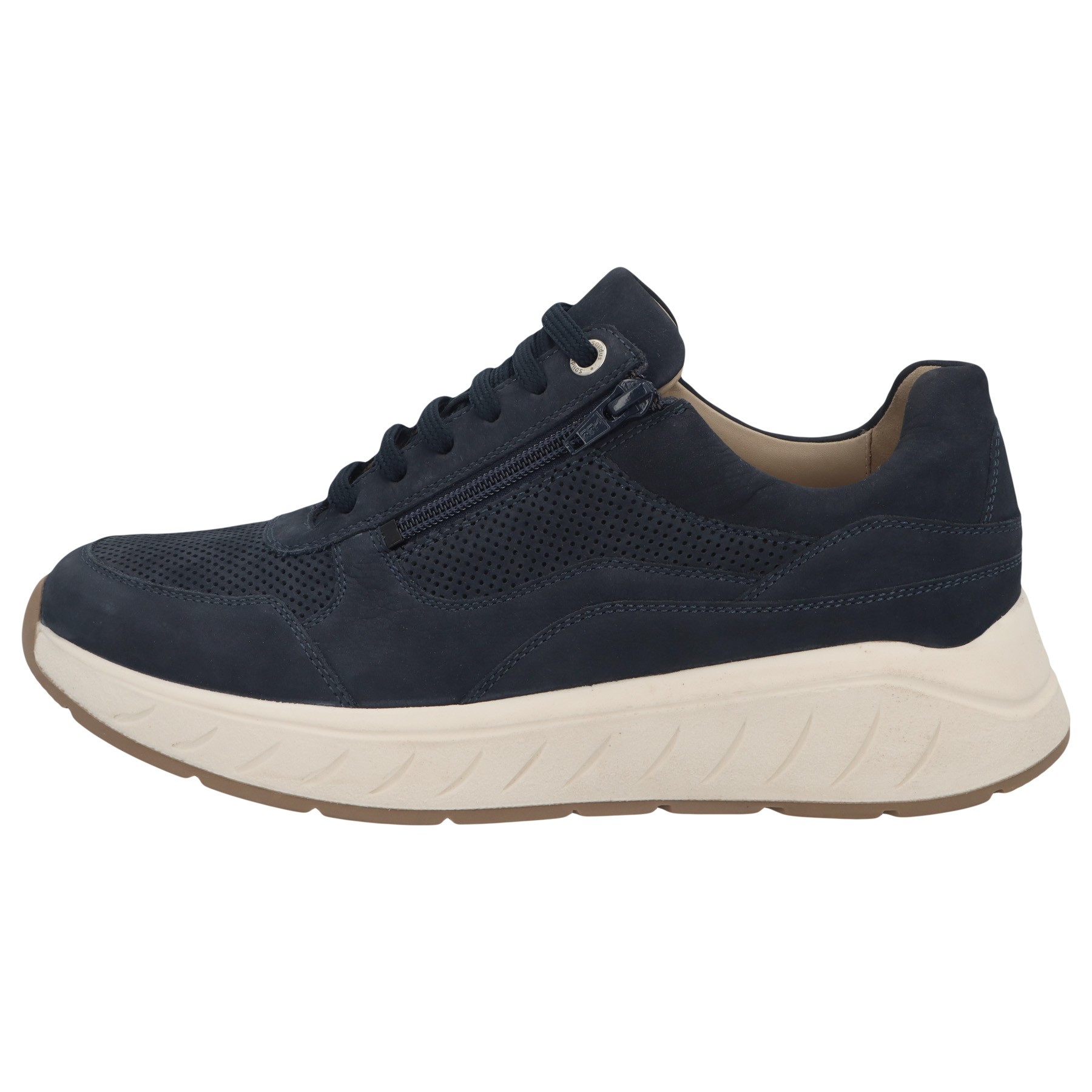 blaue halbschuh seitenansicht links
