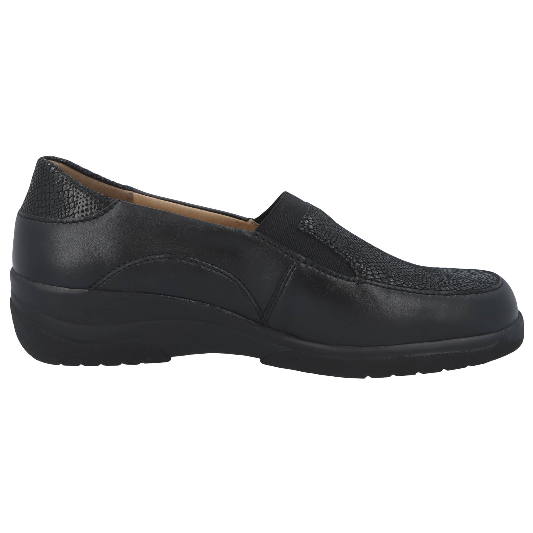 schwarze slipper seitenansicht rechts