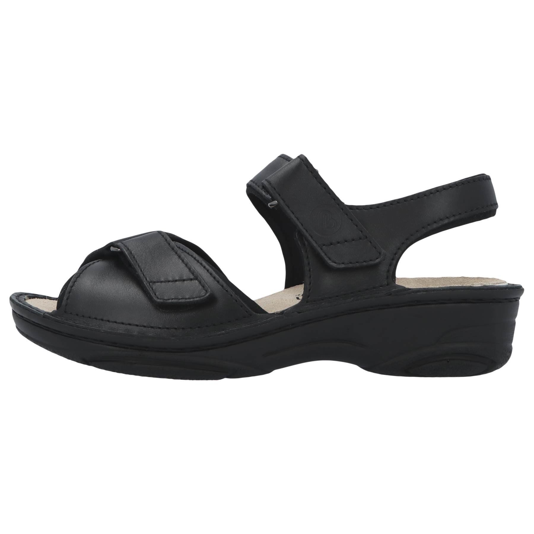 schwarze sandale seitenansicht links