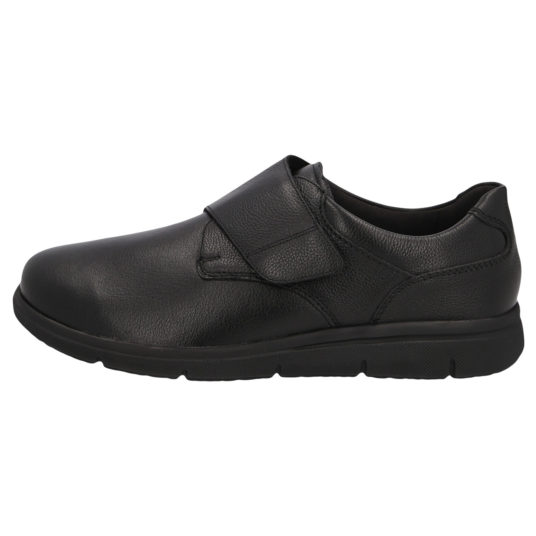 schwarze slipper seitenansicht links