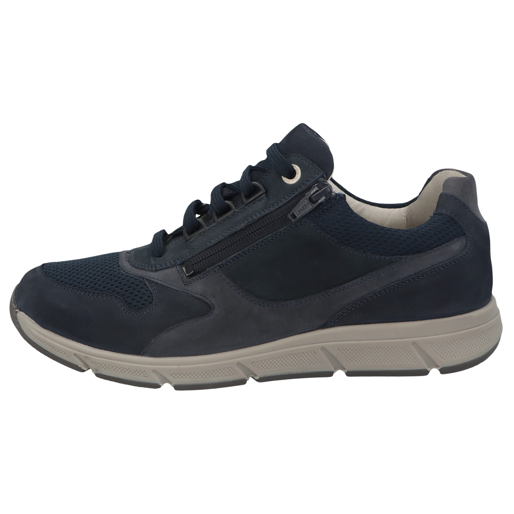 blaue halbschuh seitenansicht links