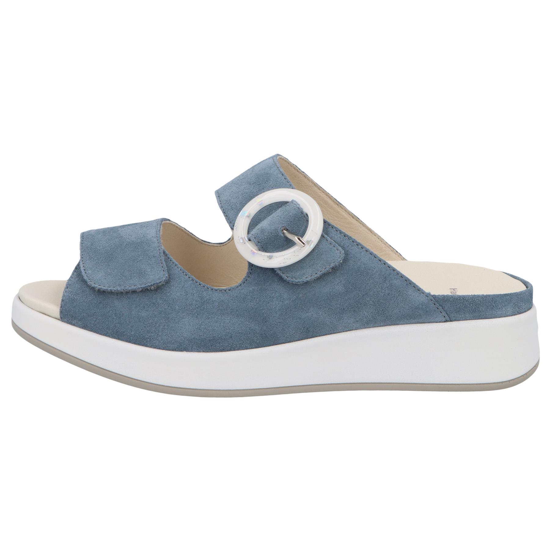 blaue pantolette seitenansicht links