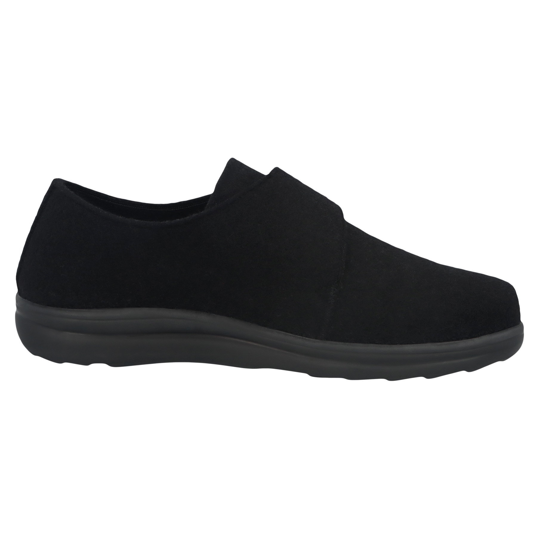 schwarze hausschuhe seitenansicht rechts