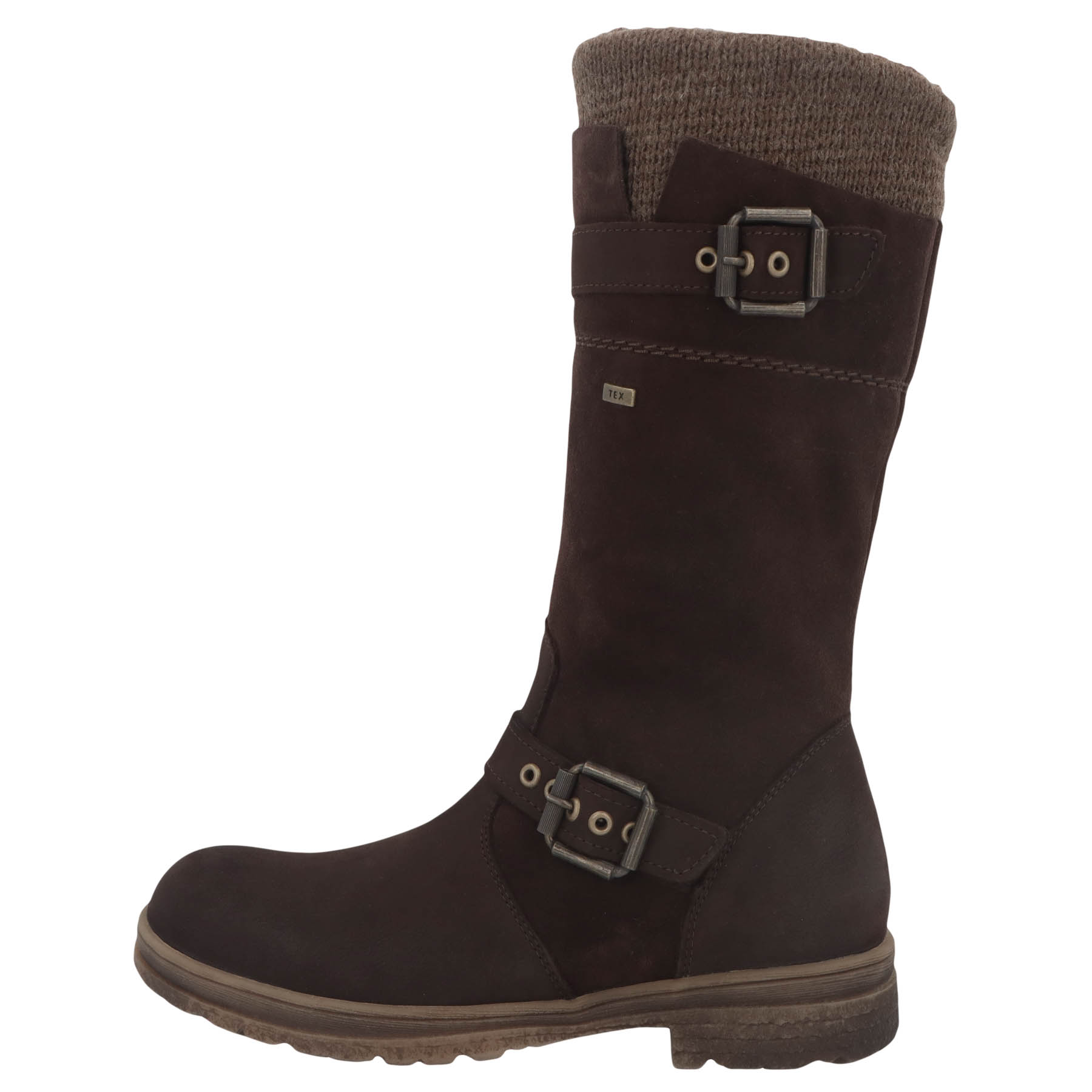 braune stiefel seitenansicht links