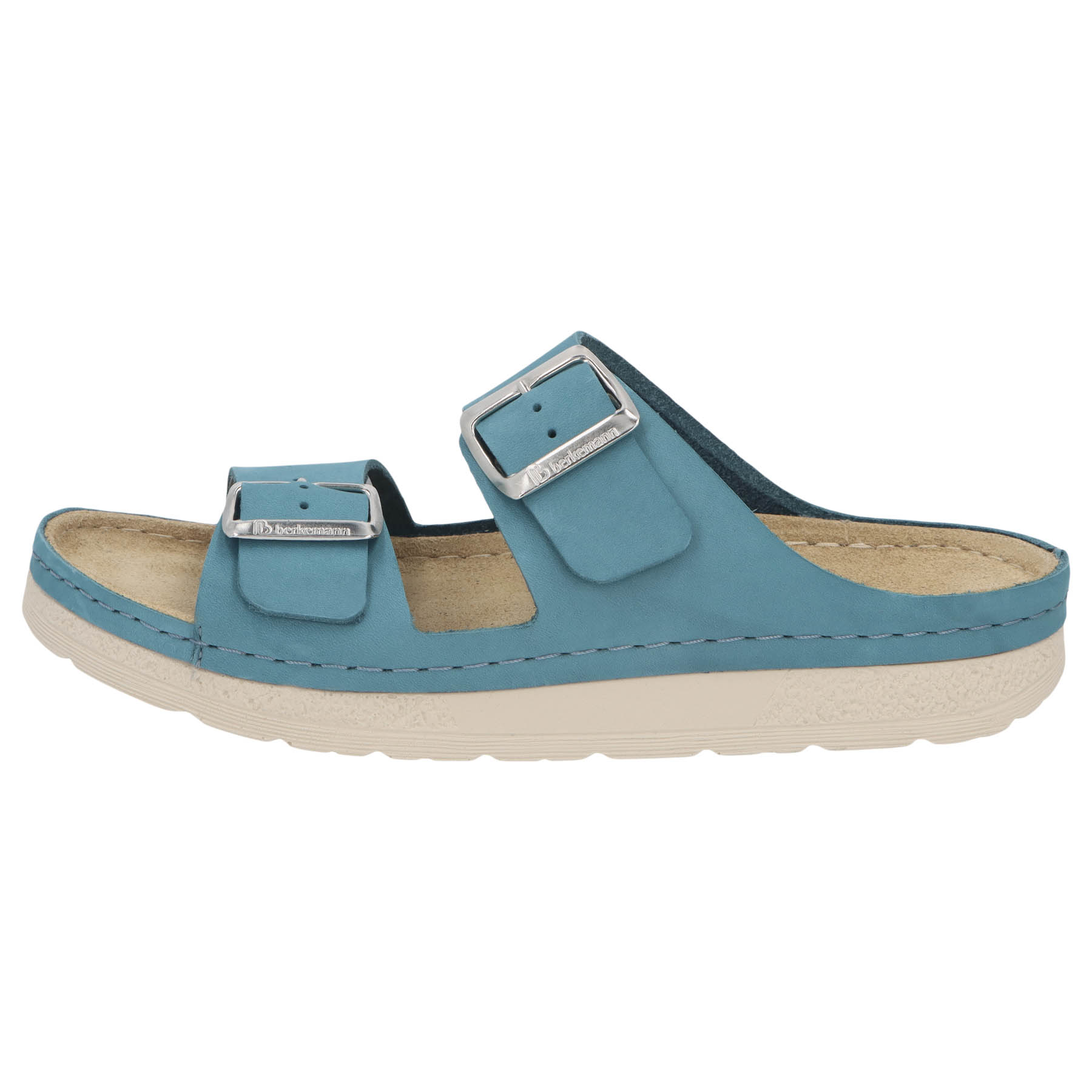 blaue pantolette seitenansicht links