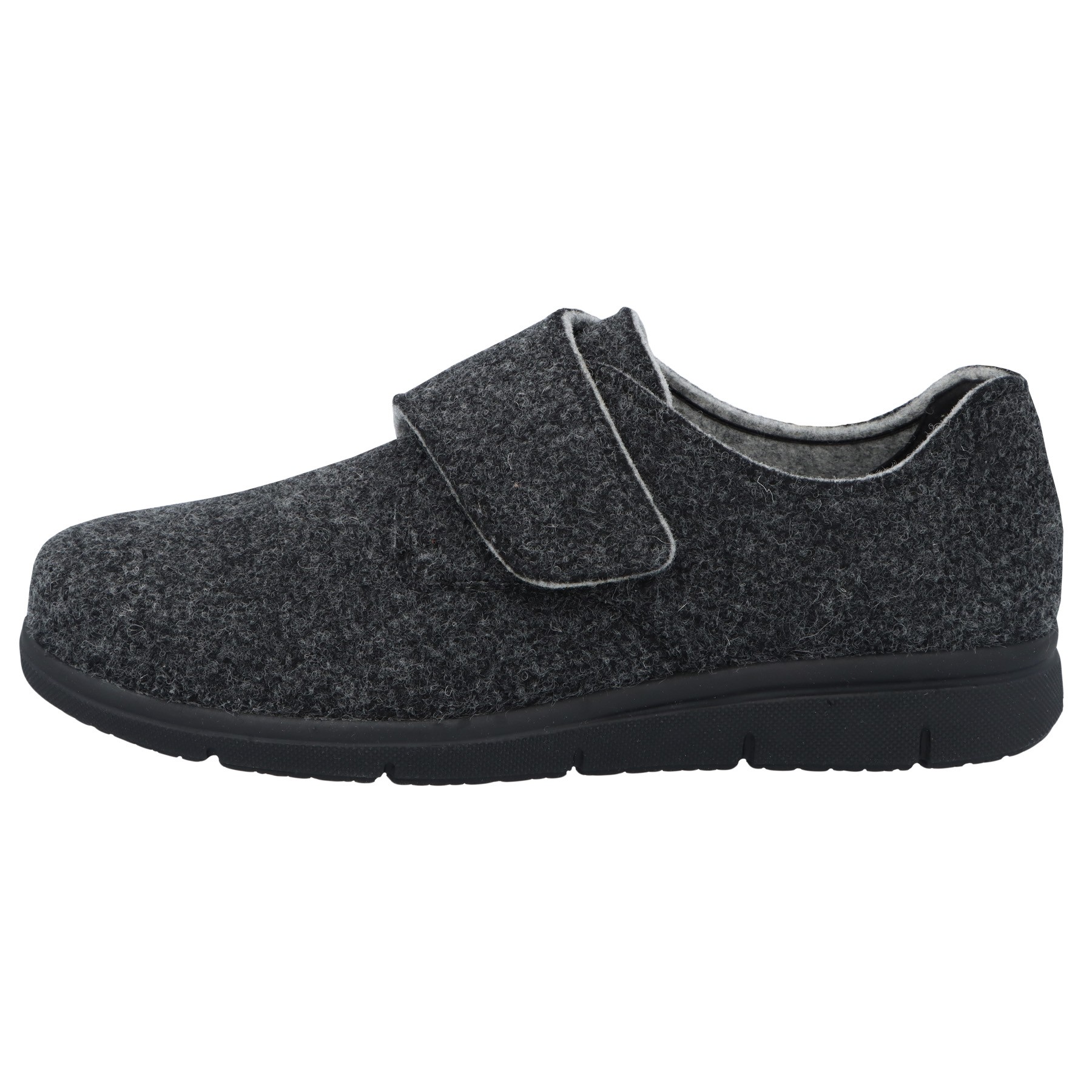 graue hausschuhe seitenansicht links