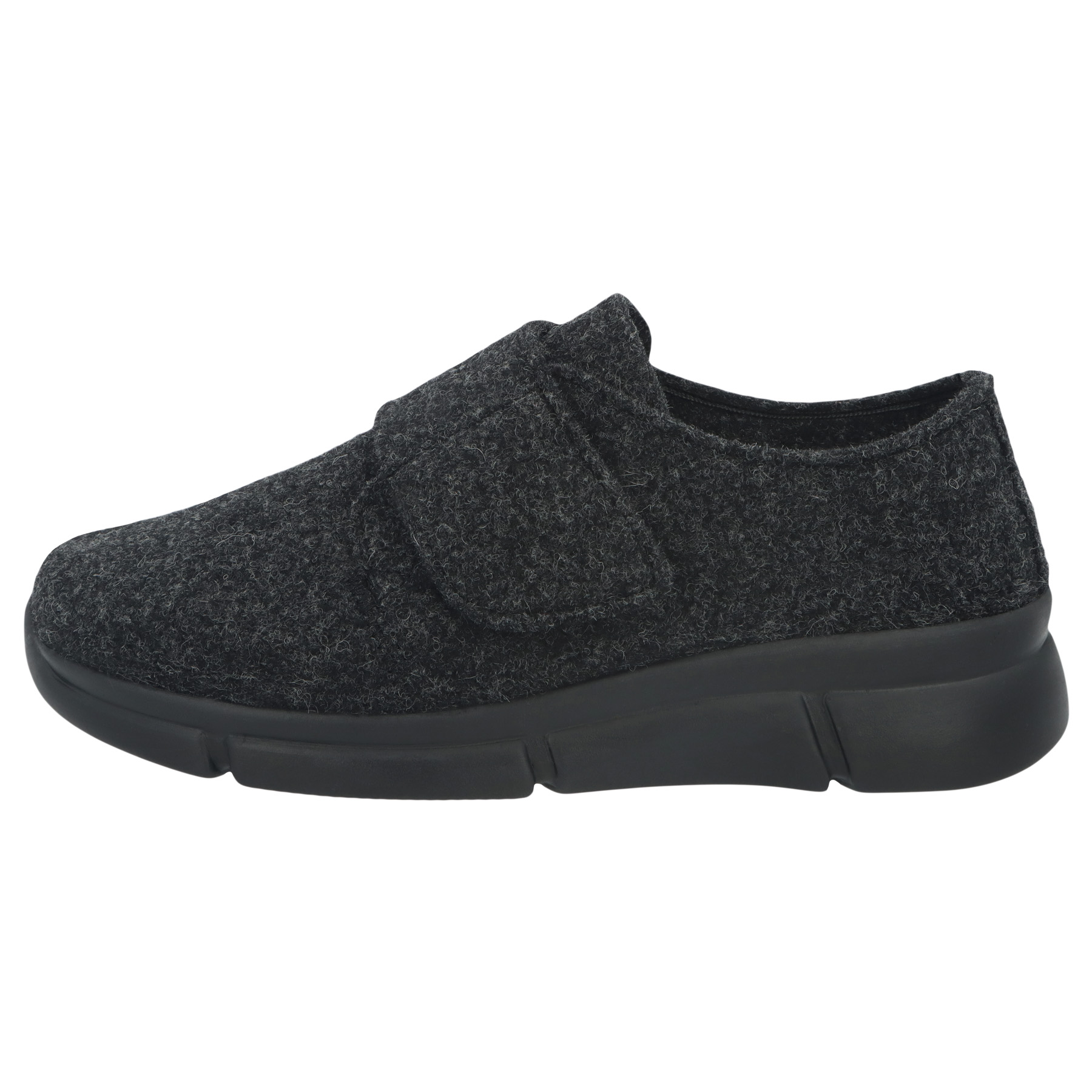 graue hausschuhe seitenansicht links