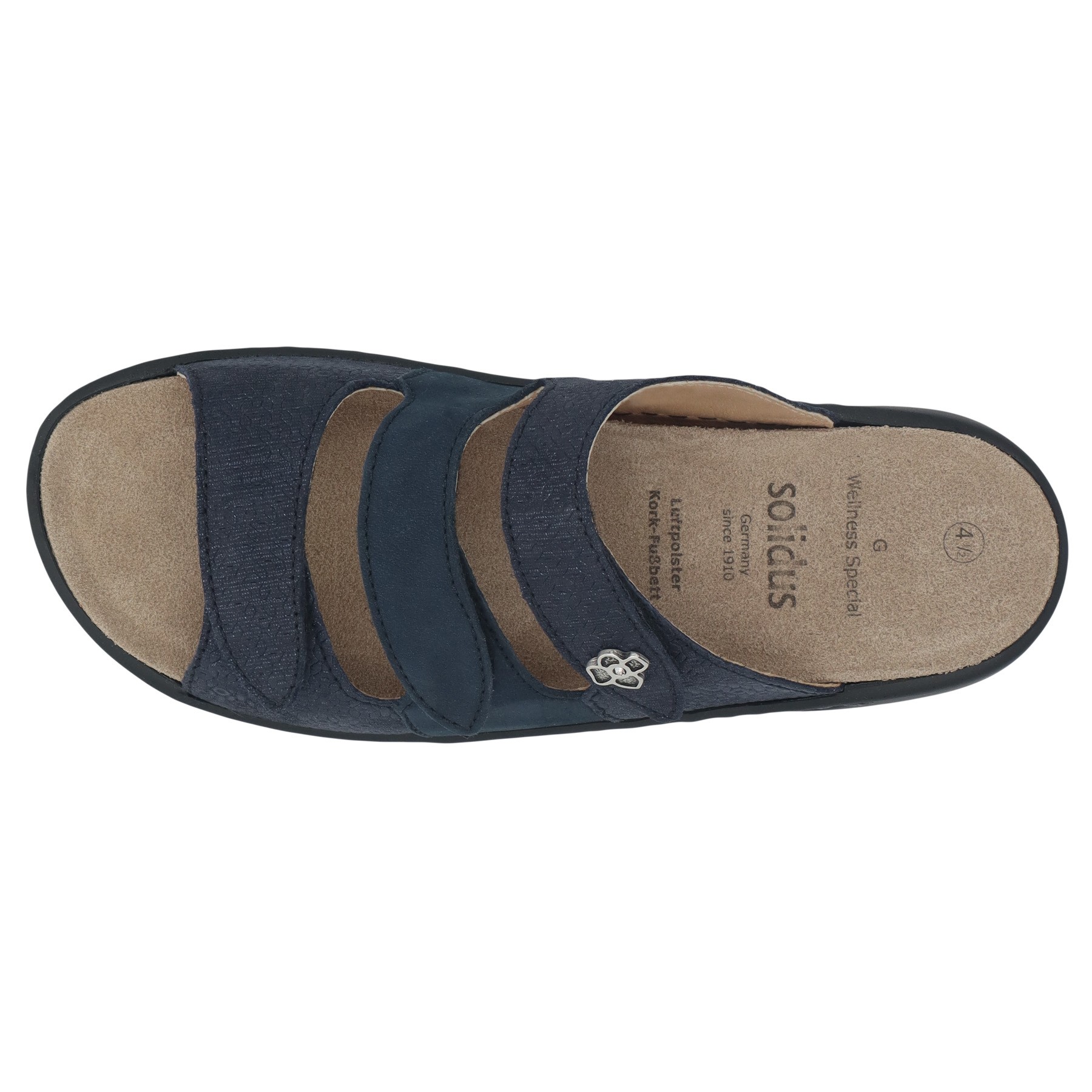 blaue pantolette draufsicht