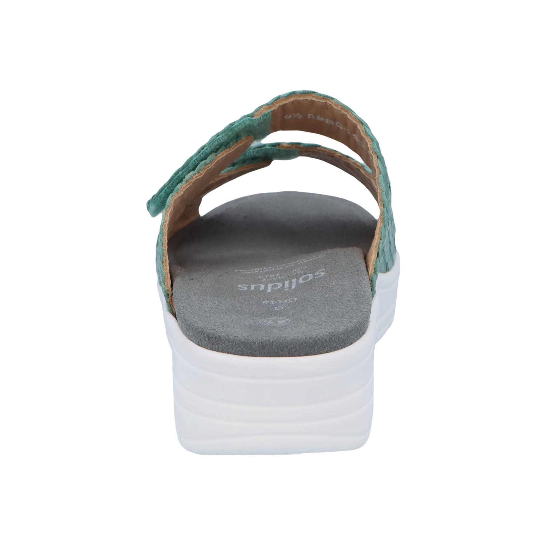 grüne pantolette hinteransicht