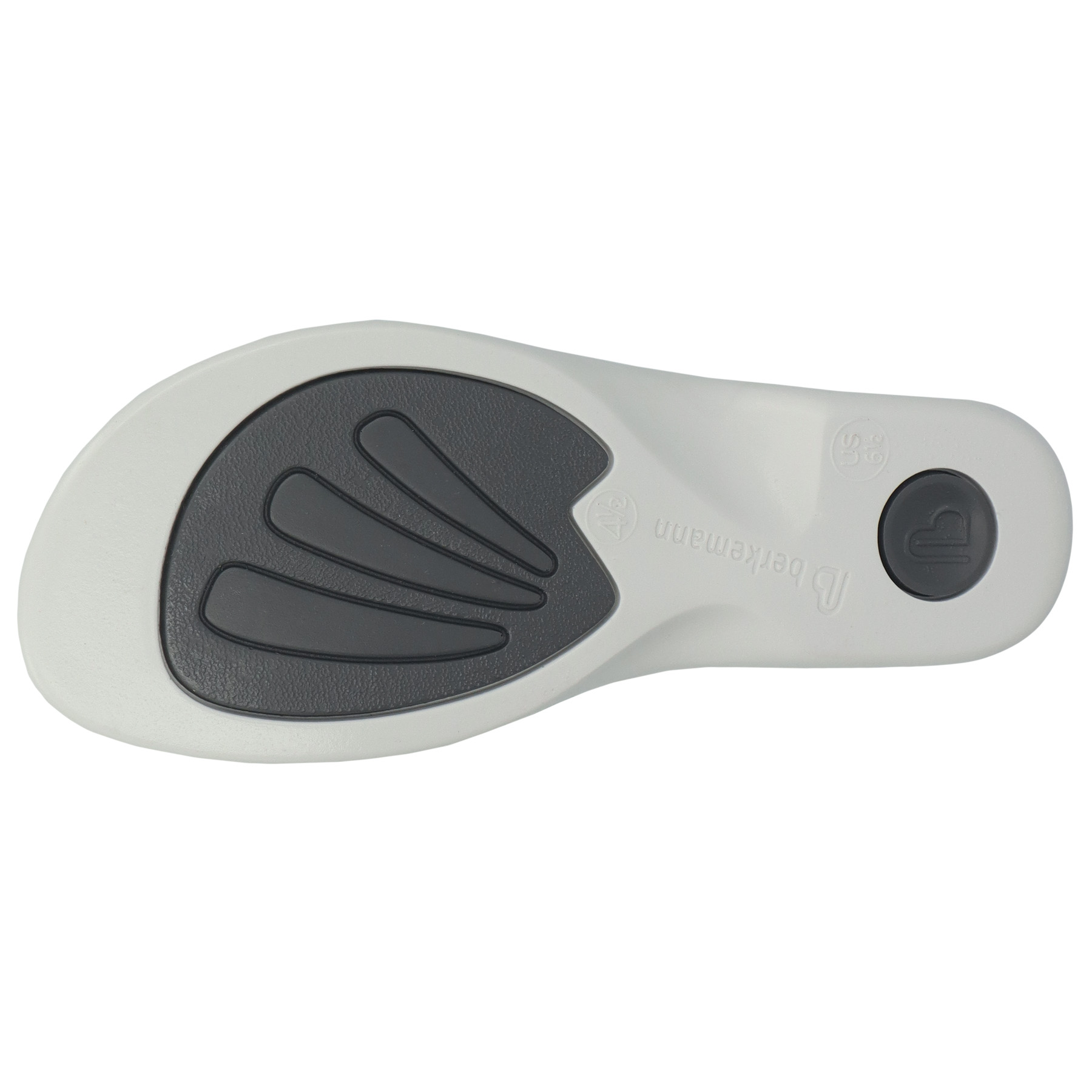 blaue pantolette sohlenansicht