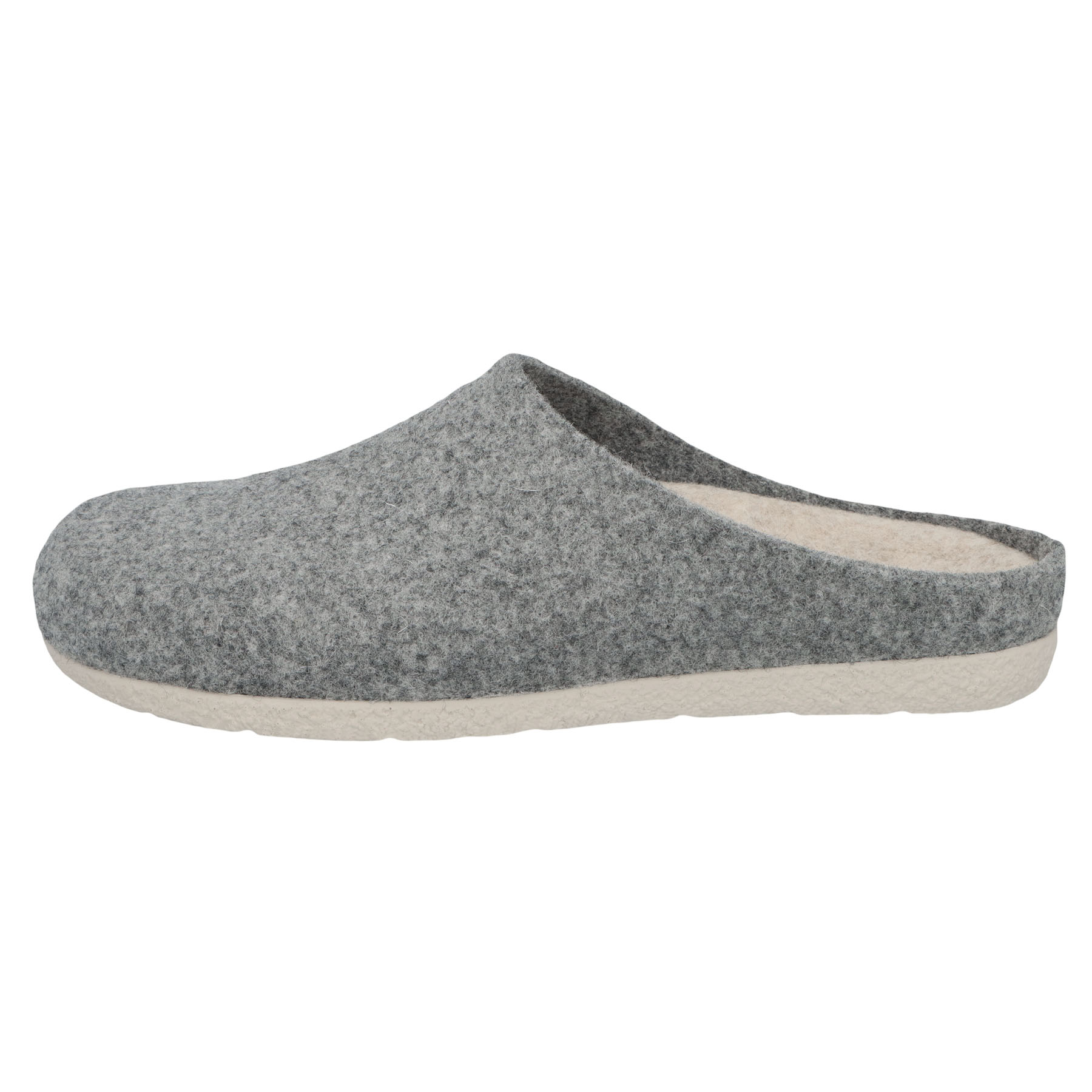 graue hausschuhe seitenansicht links