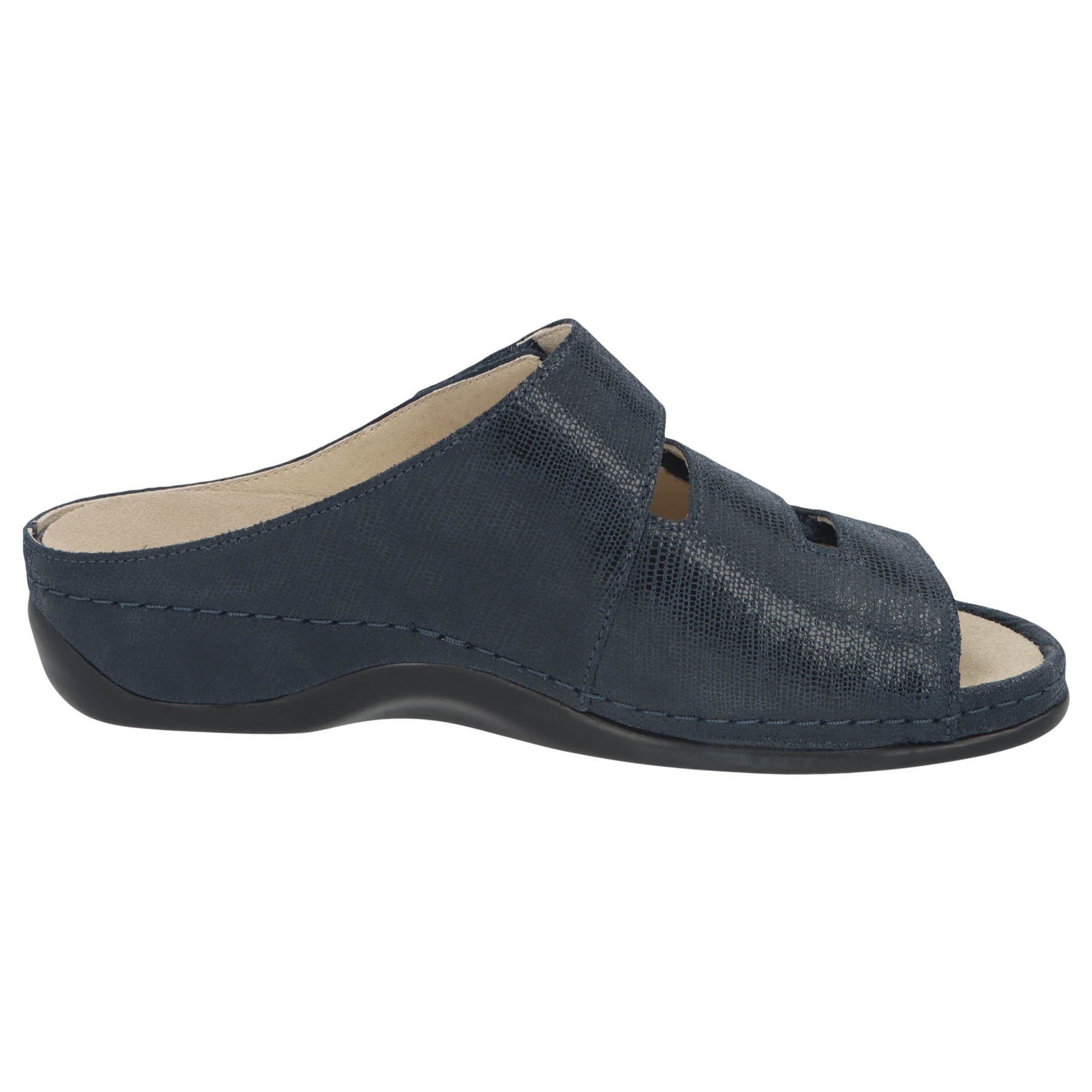 blaue pantolette seitenansicht rechts