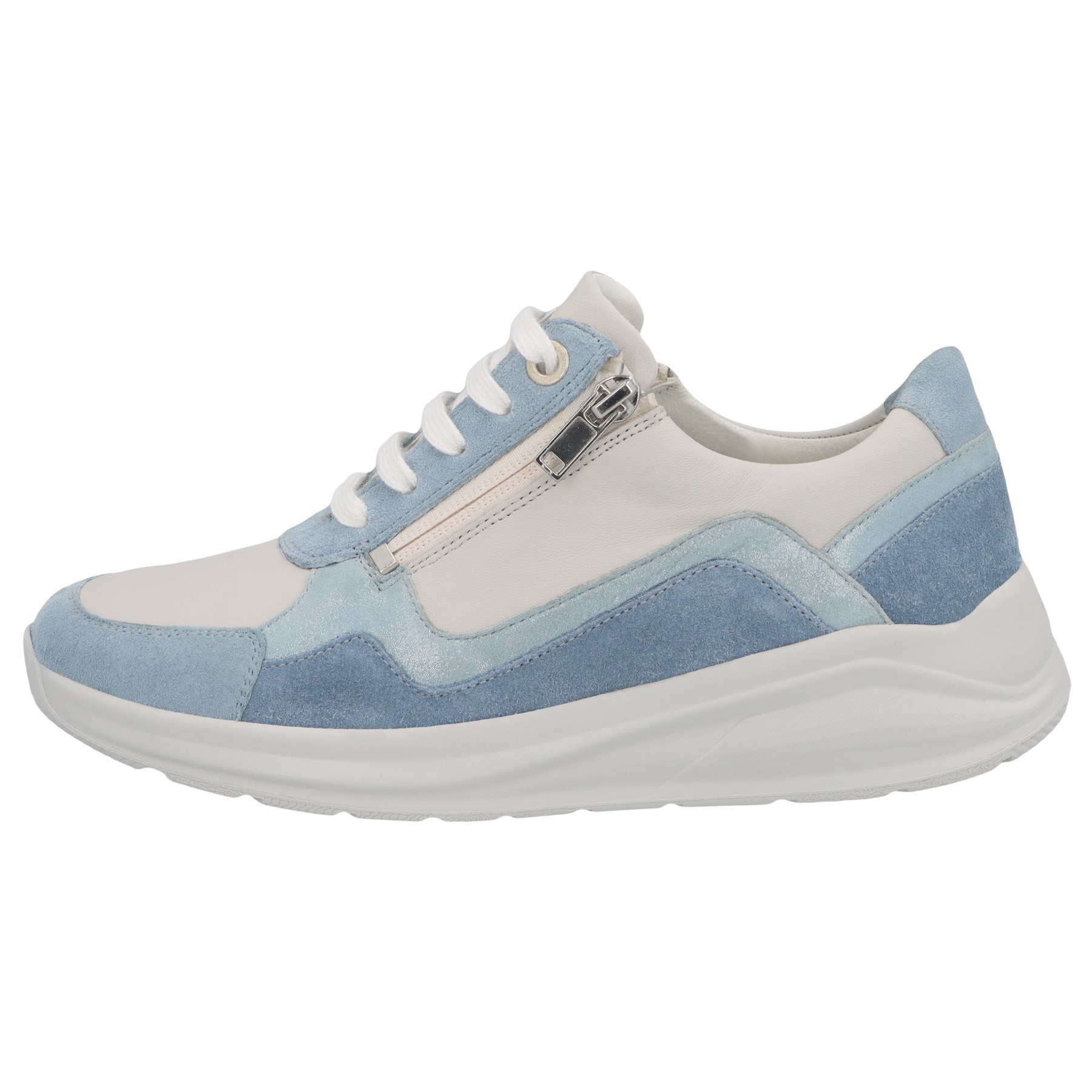 blaue halbschuh seitenansicht links