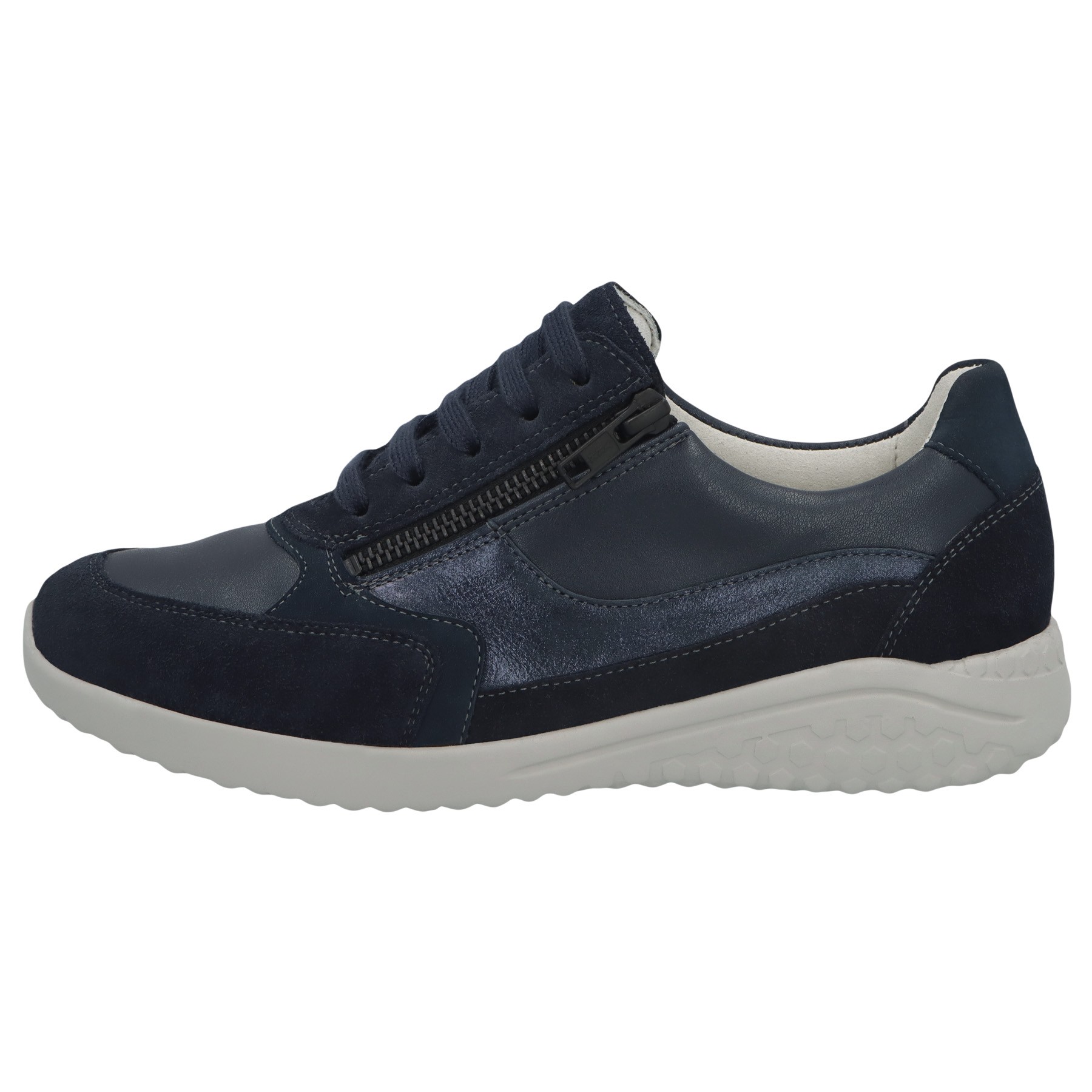 blaue halbschuh seitenansicht links