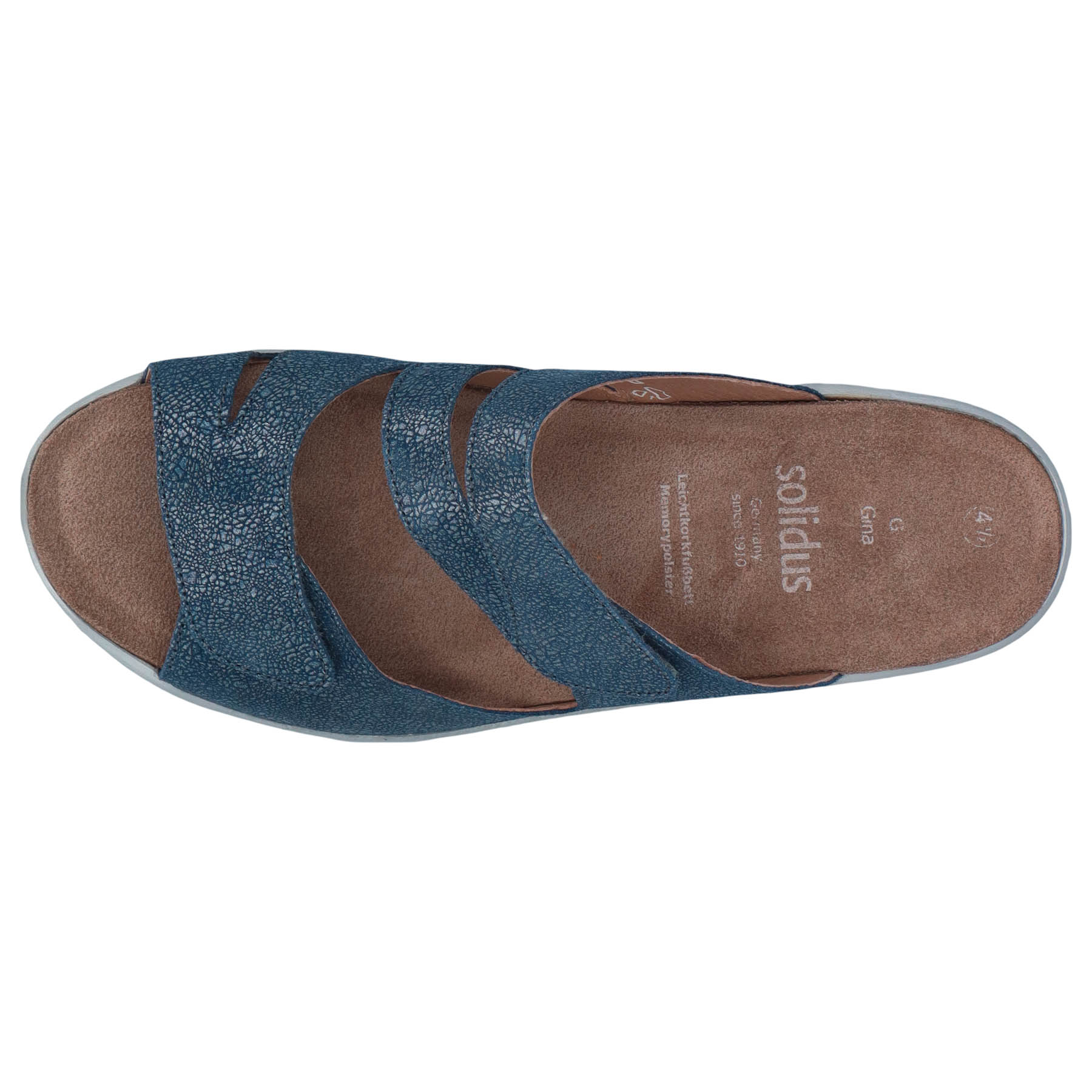 blaue pantolette draufsicht