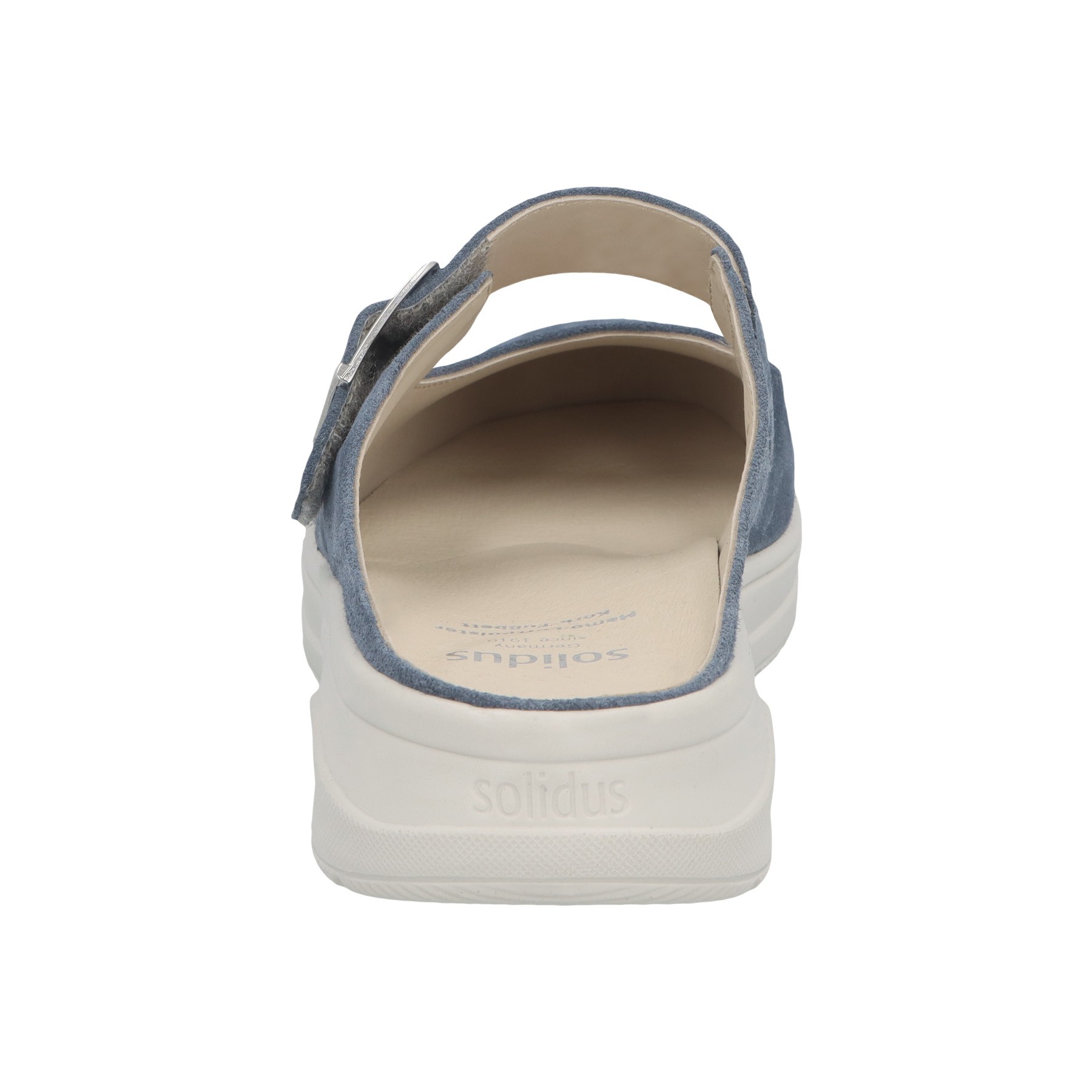 blaue pantolette hinteransicht