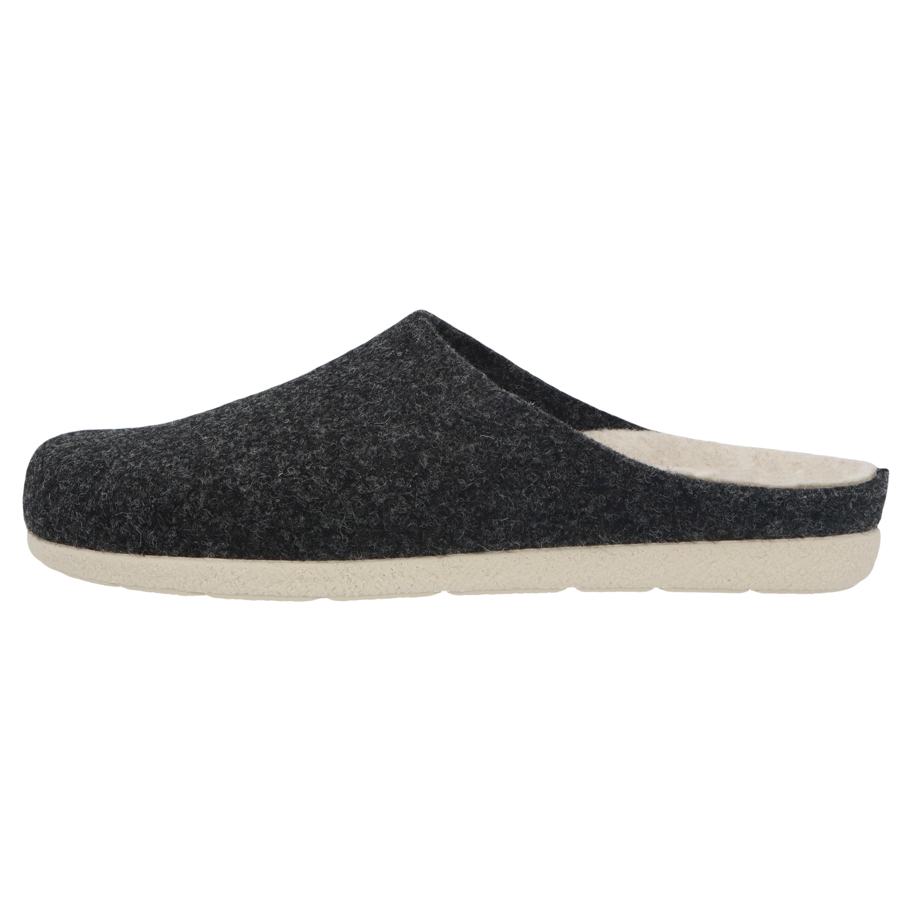 graue hausschuhe seitenansicht links