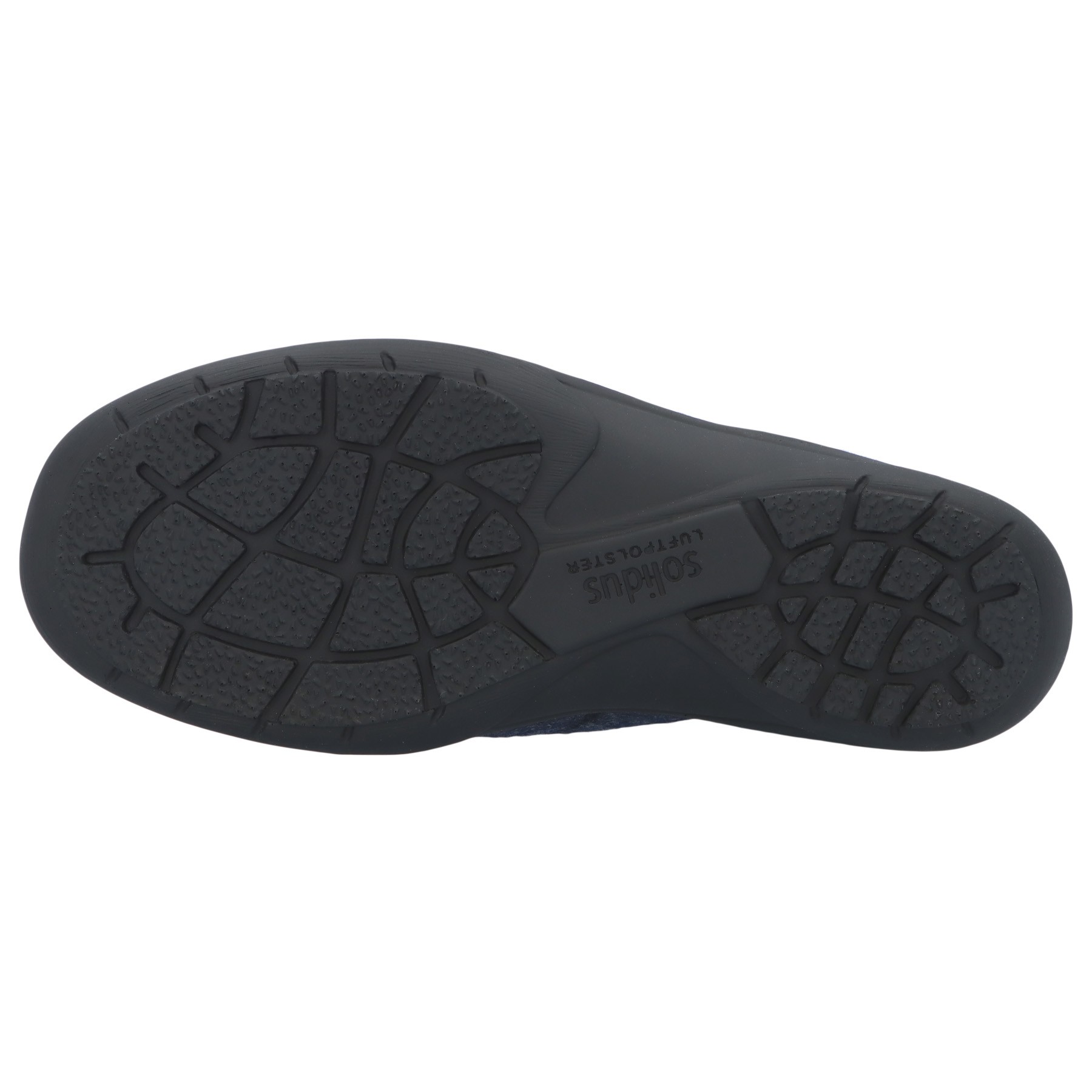 schwarze slipper sohlenansicht