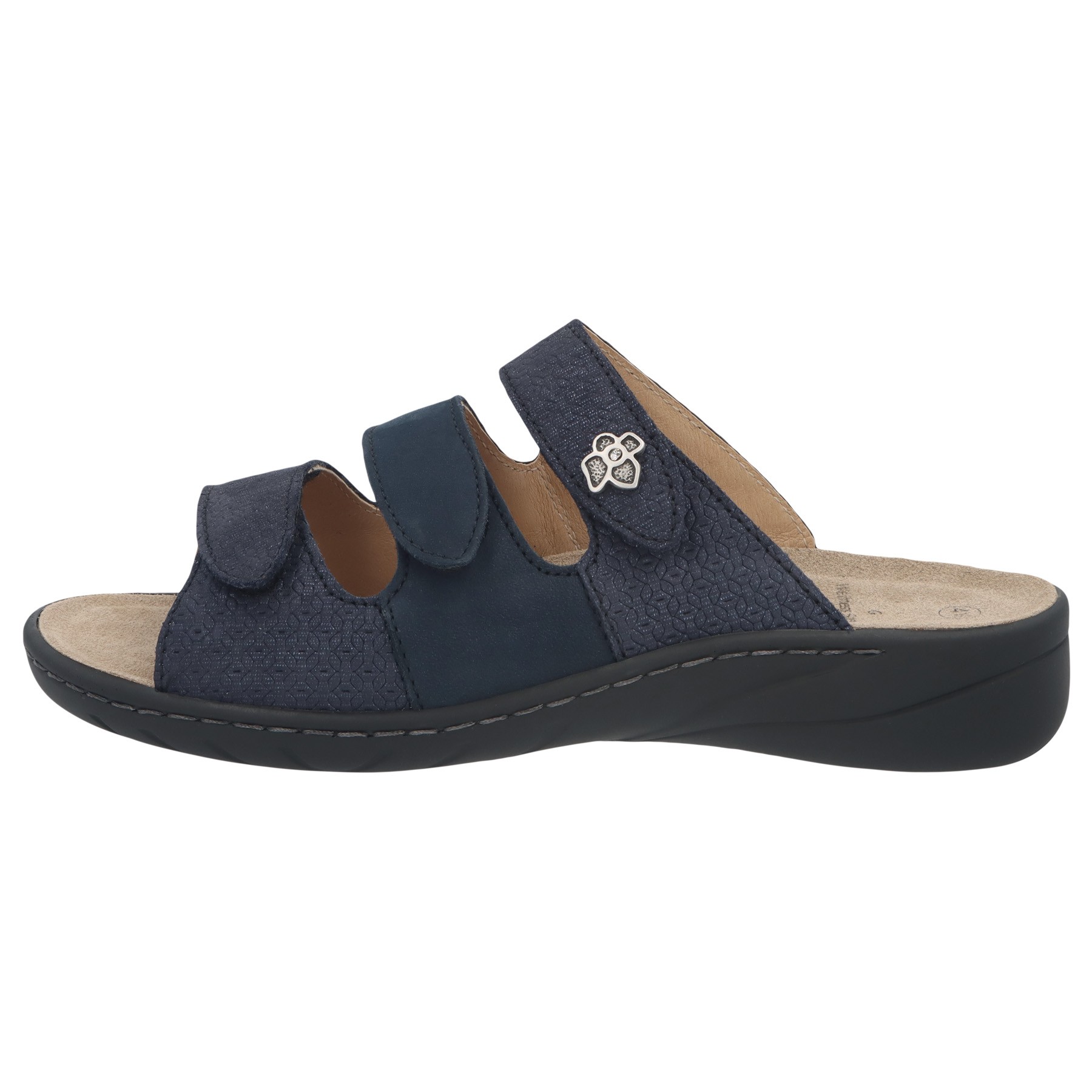 blaue pantolette seitenansicht links