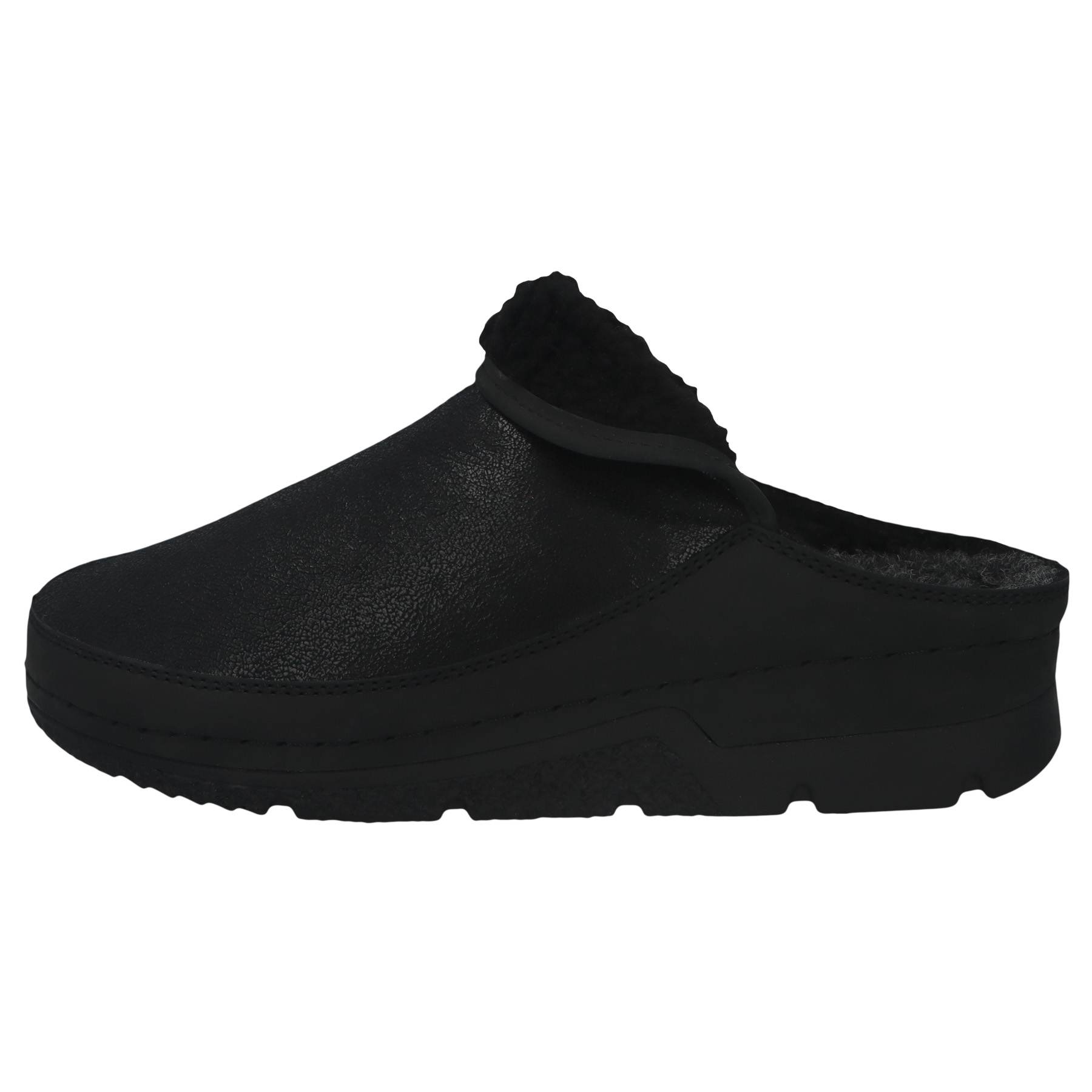 schwarze clogs seitenansicht links