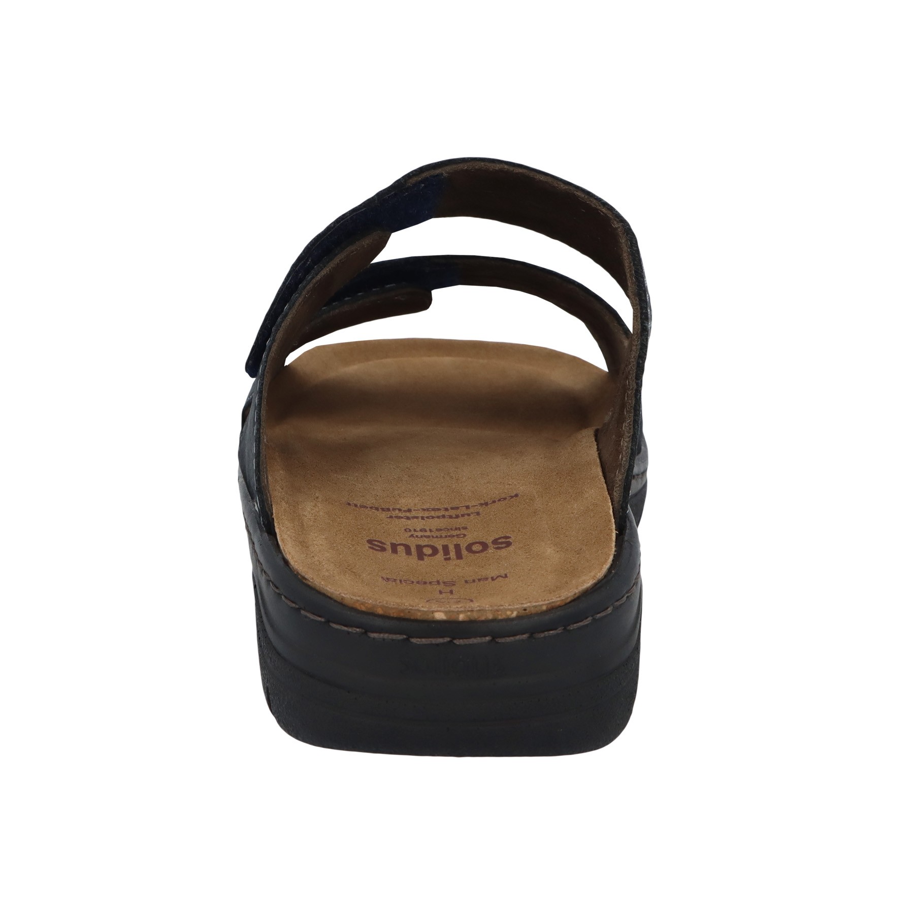 blaue pantolette hinteransicht