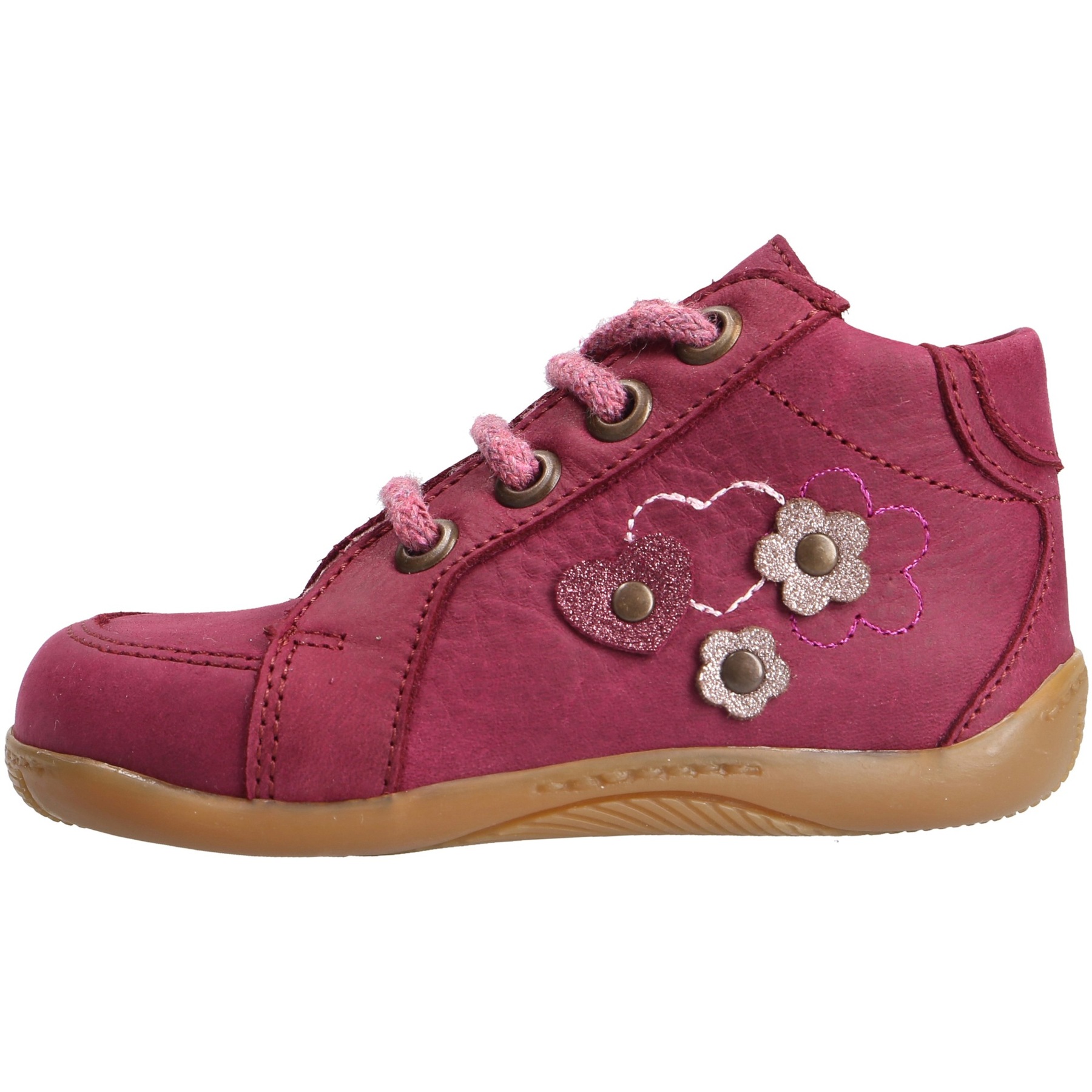 rote lauflernschuhe seitenansicht links