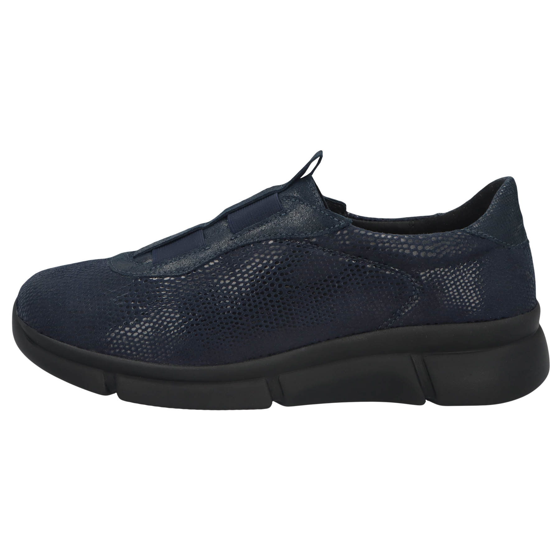 blaue halbschuh seitenansicht links