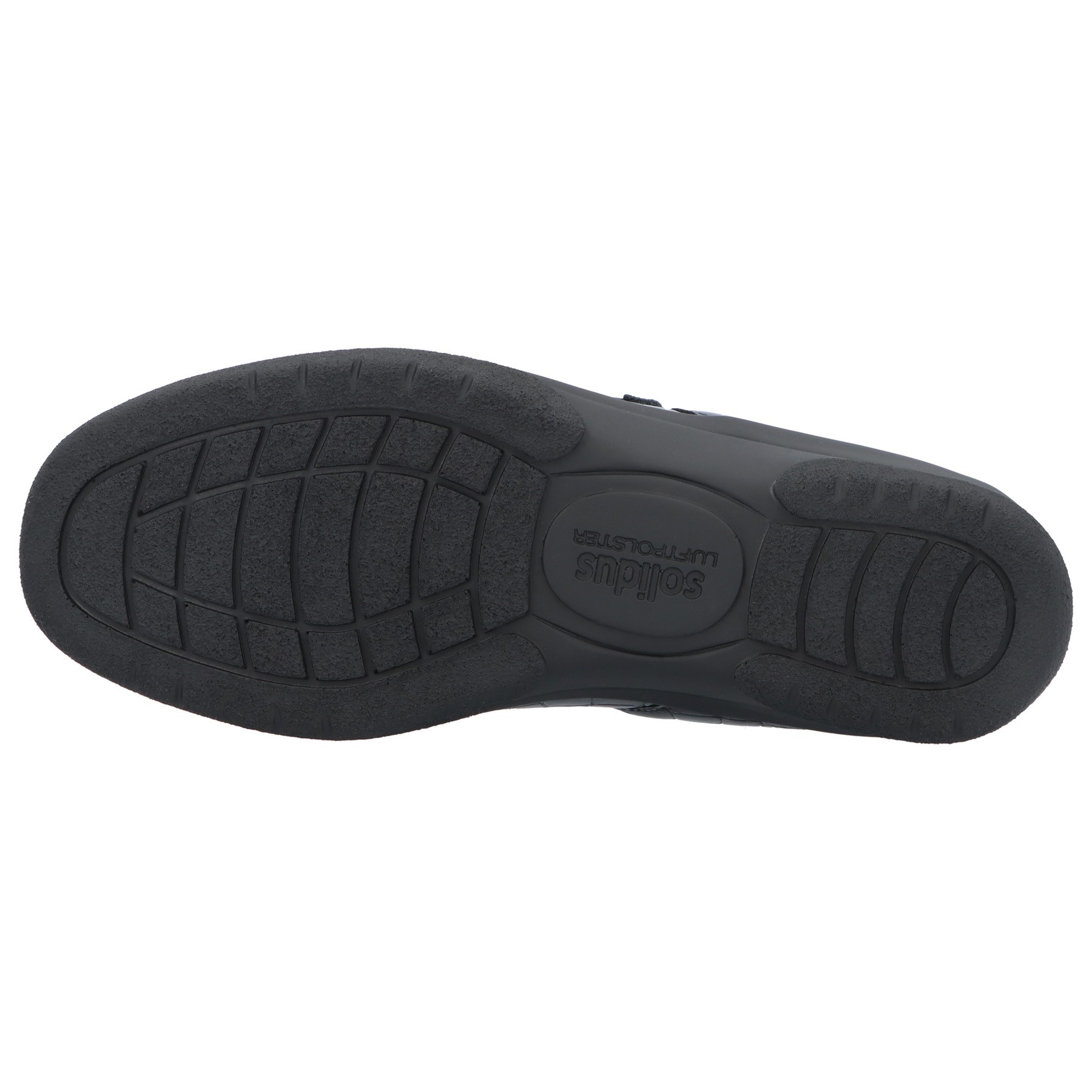 schwarze slipper sohlenansicht