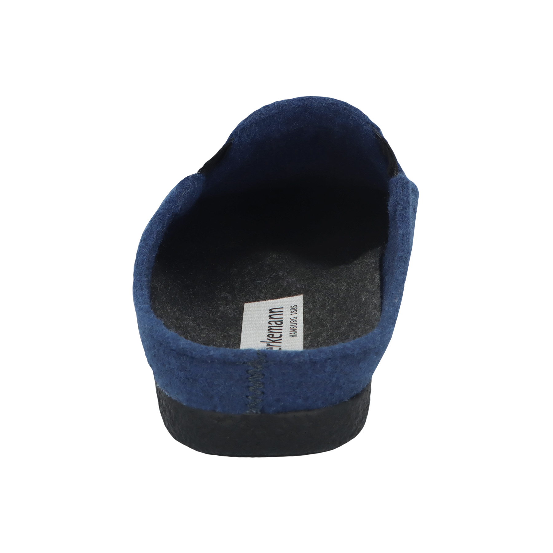 blaue hausschuhe hinteransicht