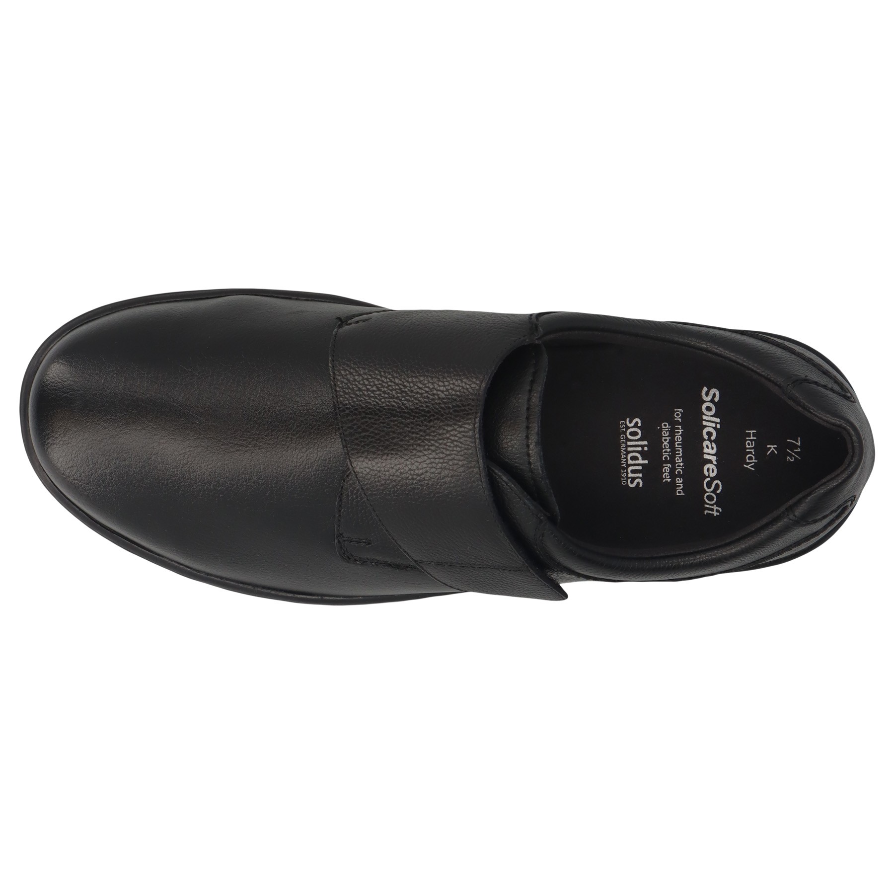 schwarze slipper draufsicht