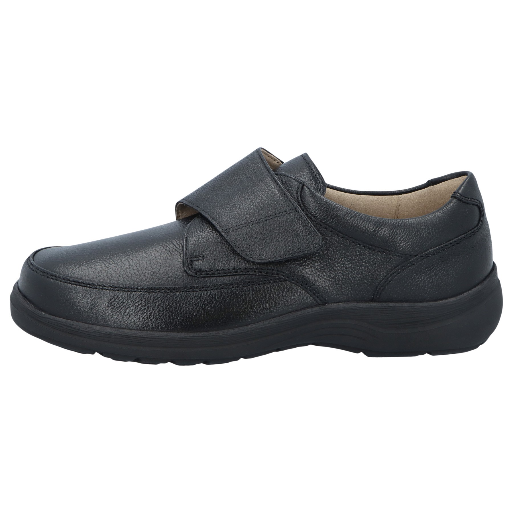 schwarze slipper seitenansicht links