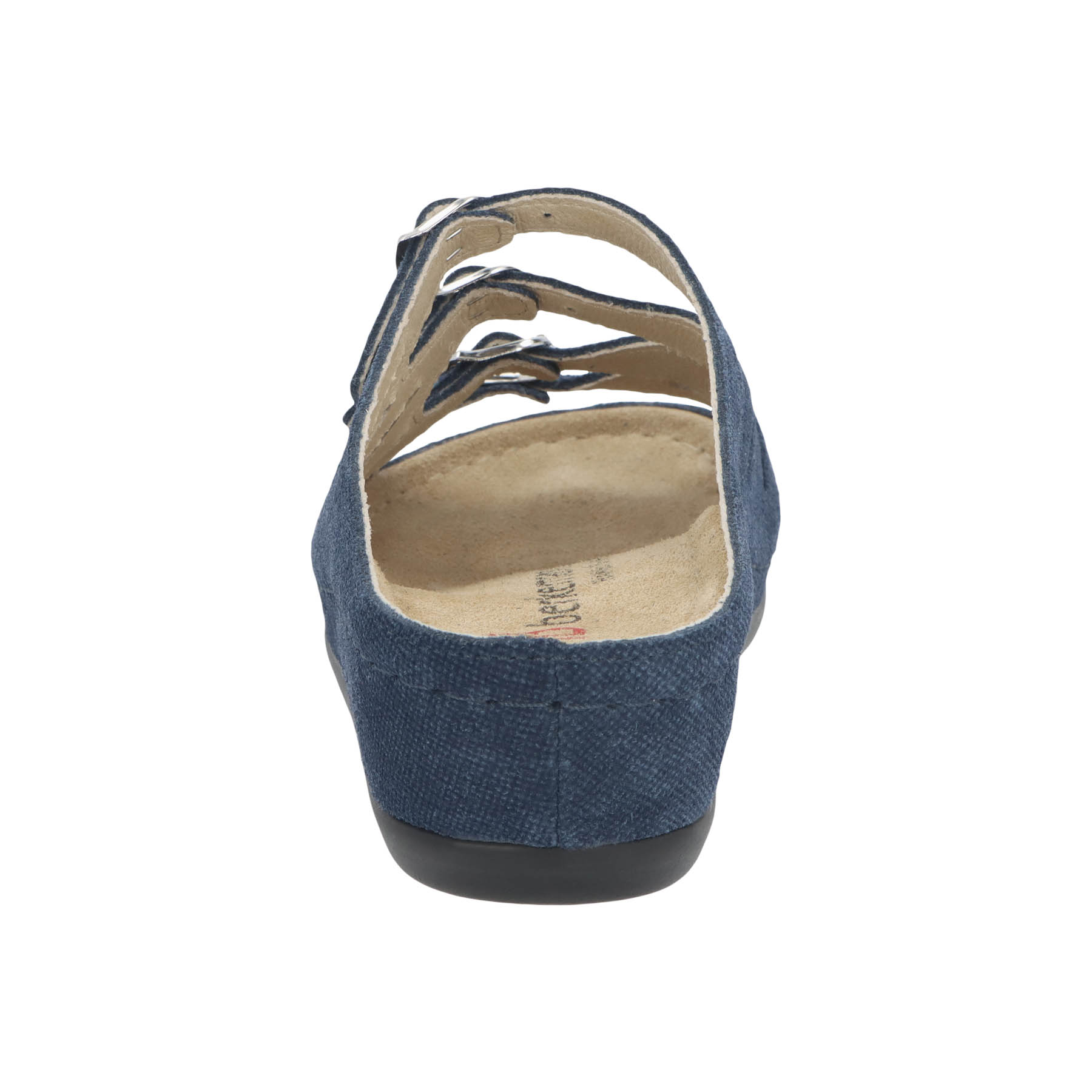 blaue pantolette hinteransicht