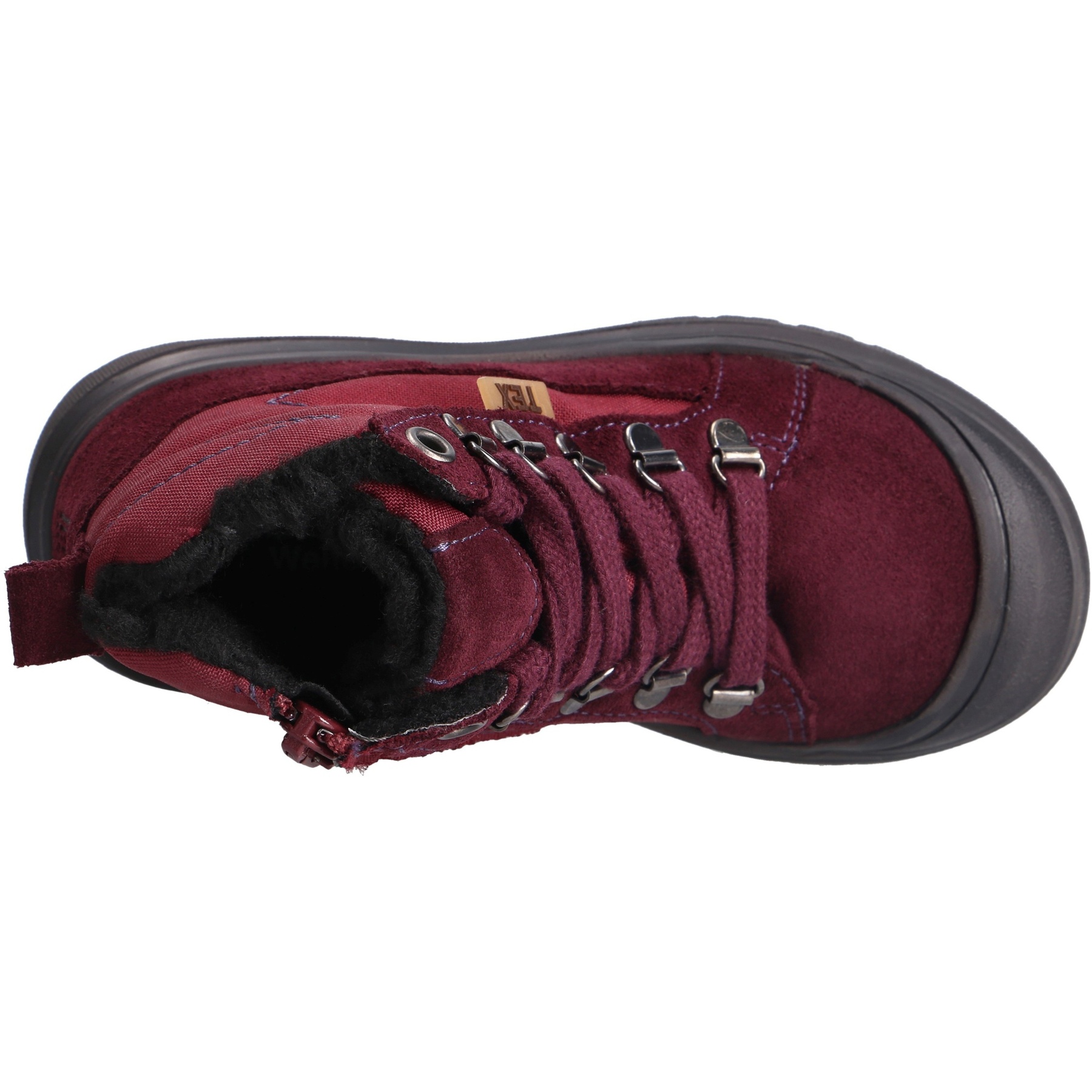 rote stiefeletten draufsicht