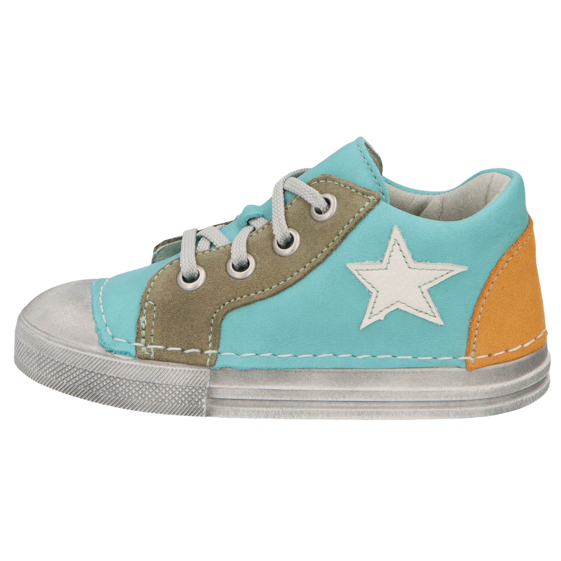 mehrfarbige lauflernschuhe seitenansicht links