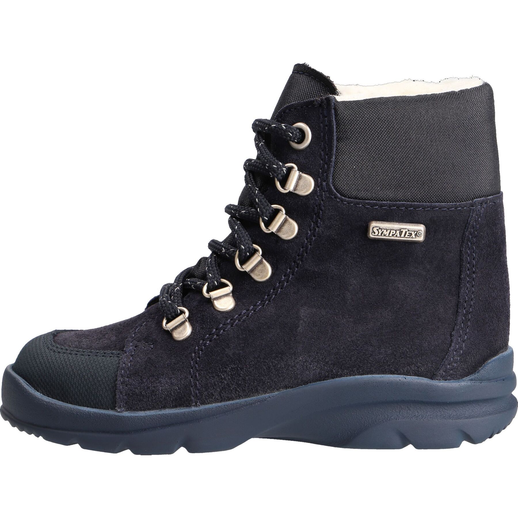 blaue stiefeletten seitenansicht links