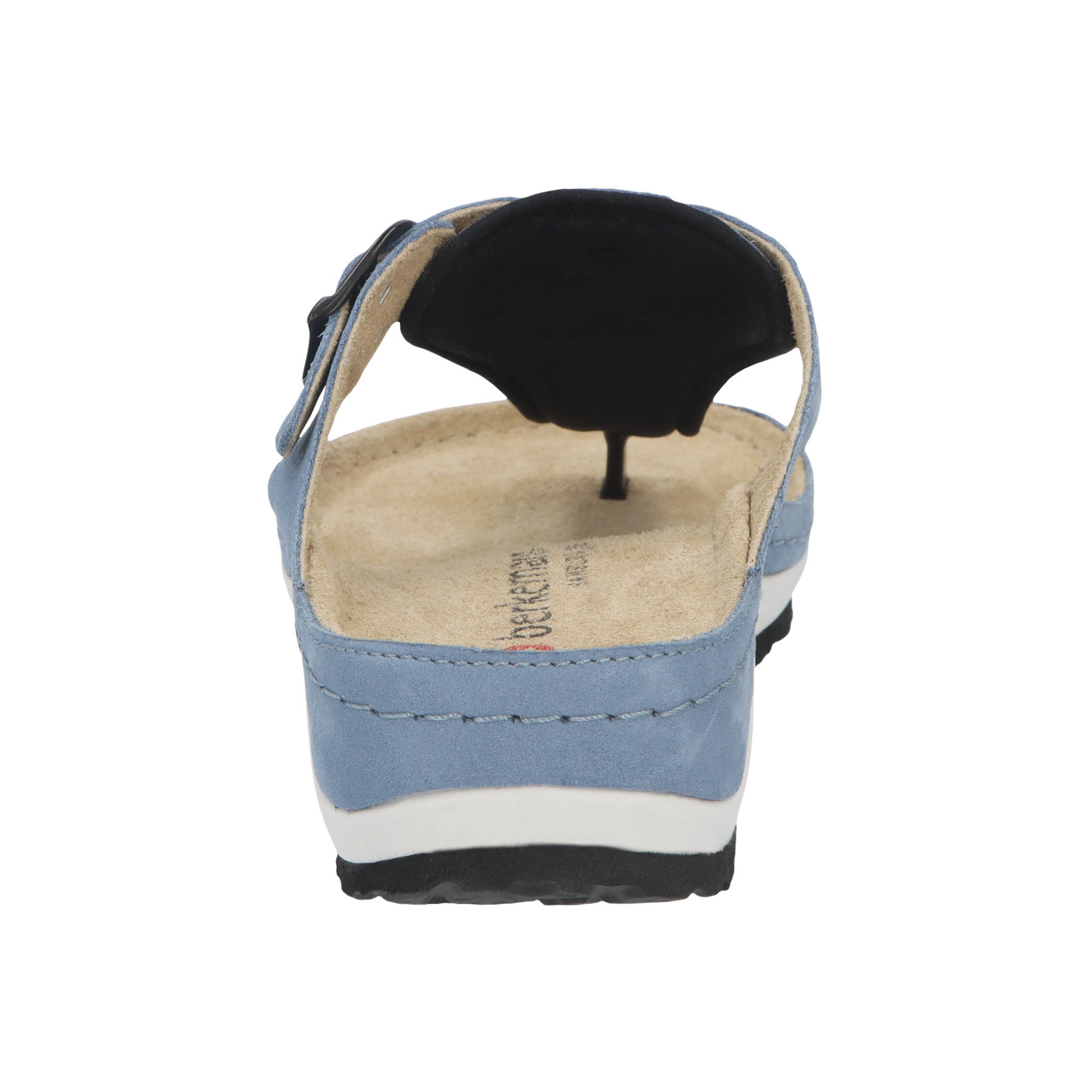 blaue pantolette hinteransicht