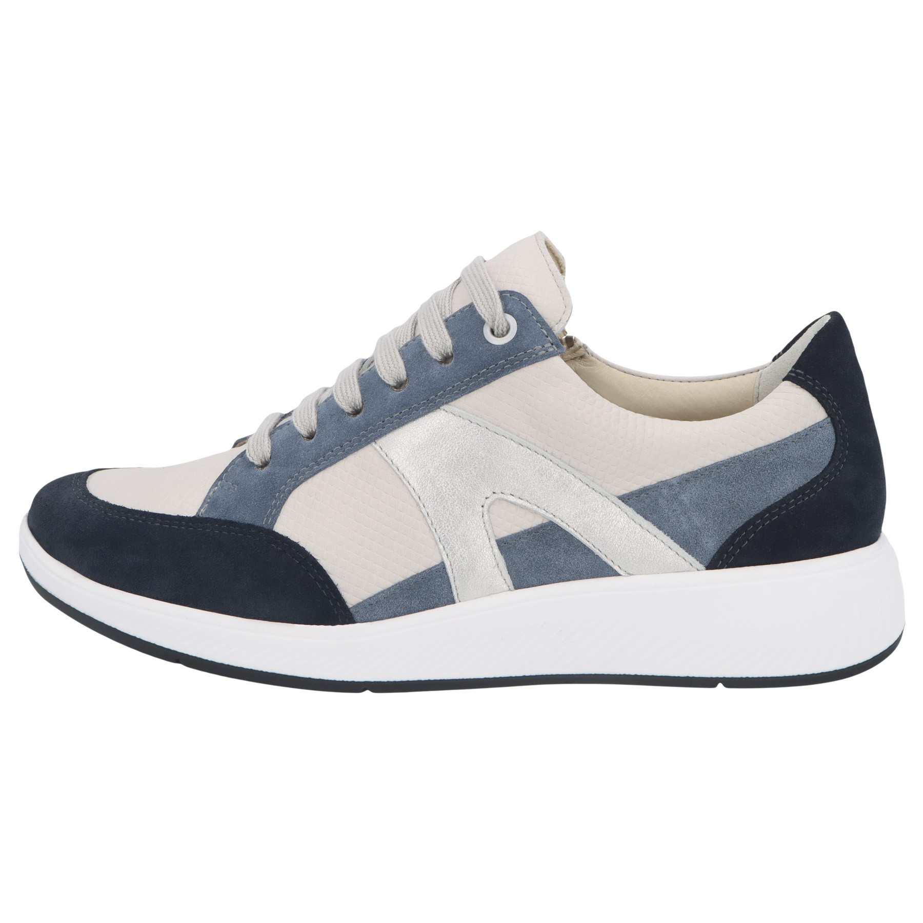 blaue halbschuh seitenansicht links
