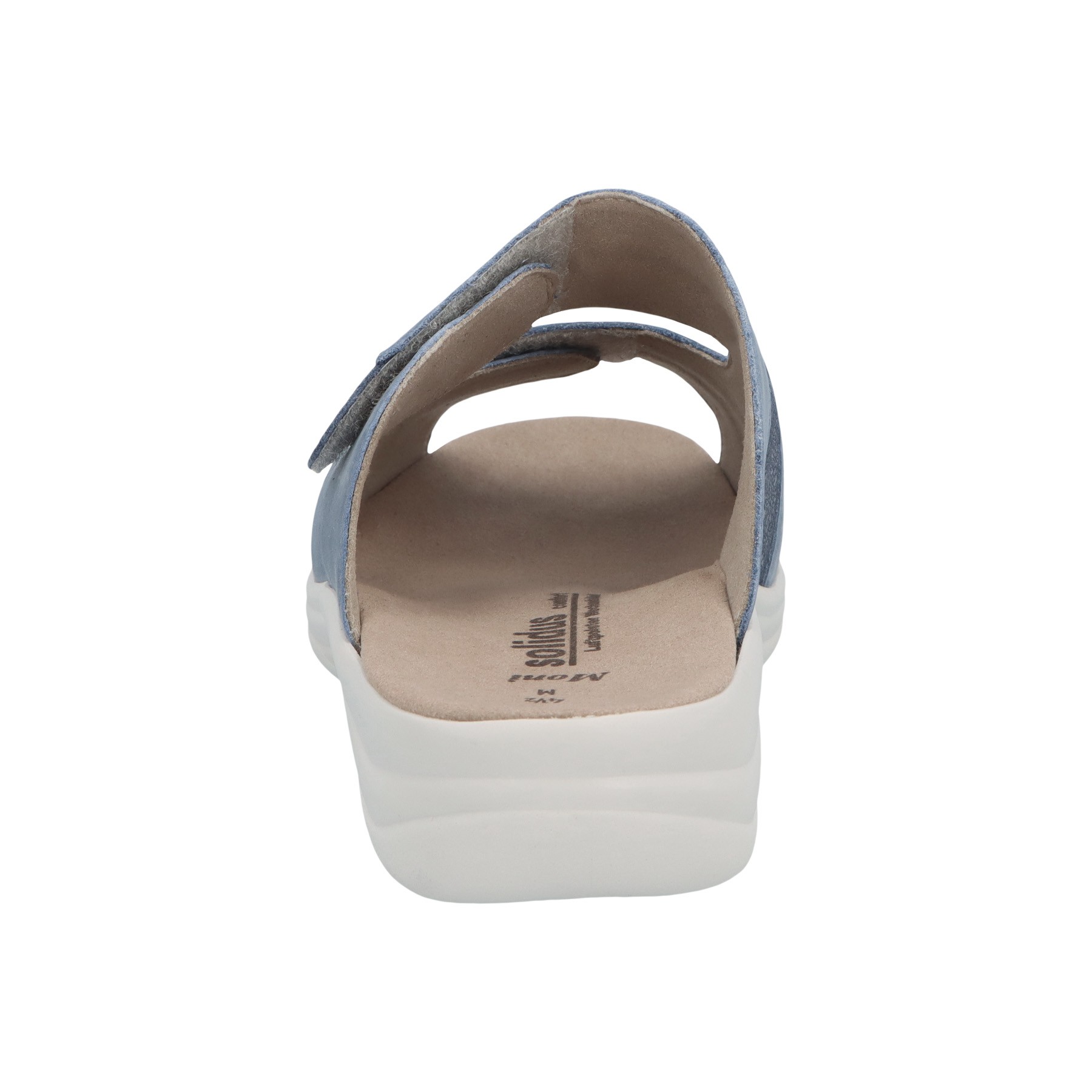 blaue pantolette hinteransicht