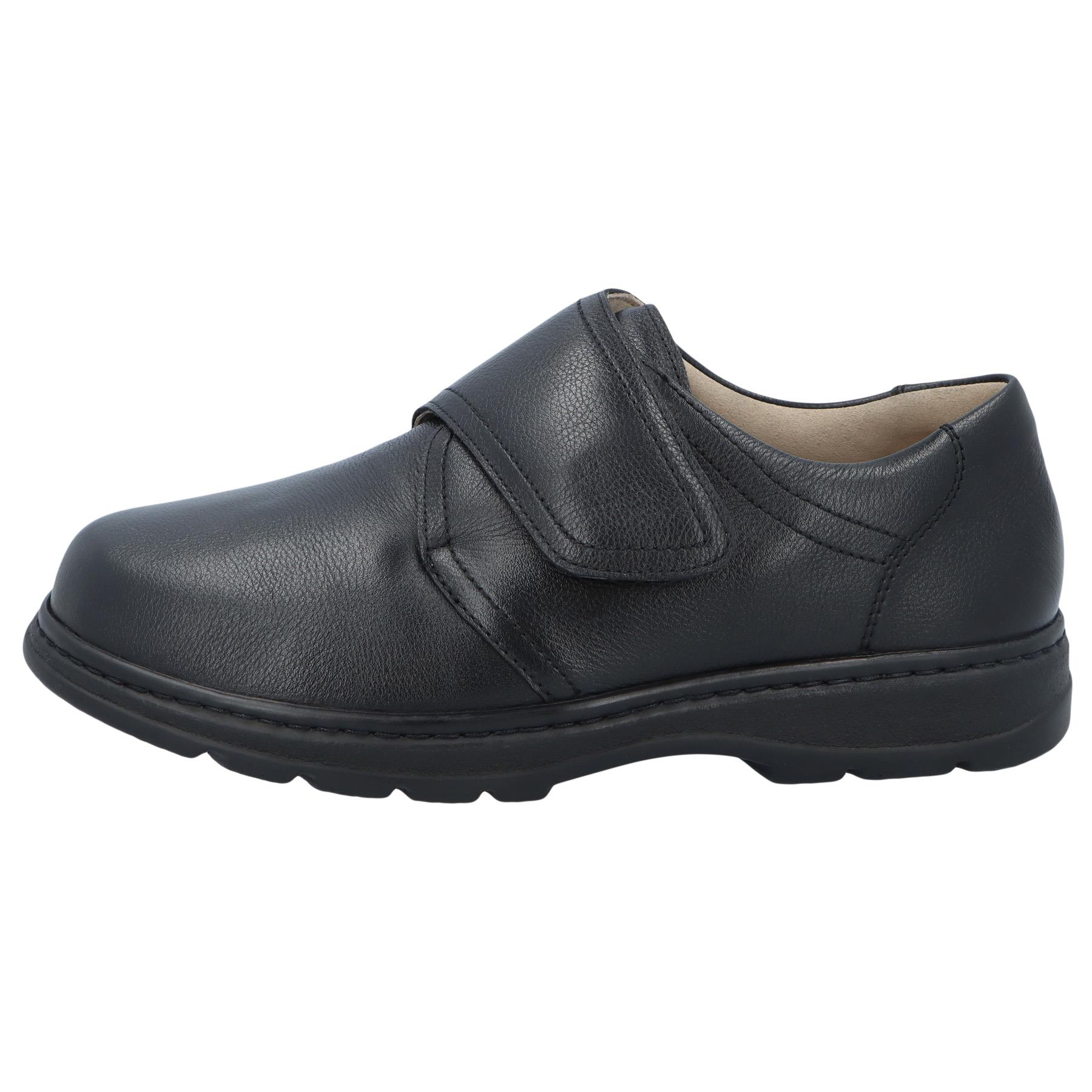 schwarze slipper seitenansicht links