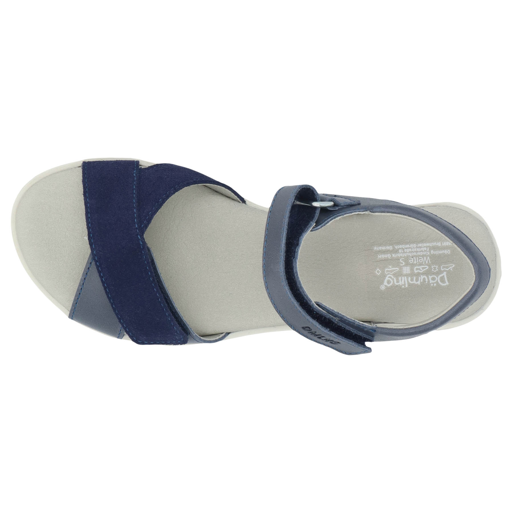 blaue sandale hinteransicht