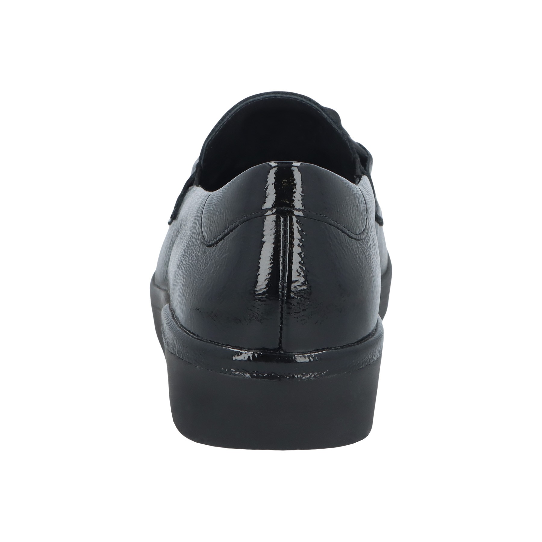 schwarze slipper hinteransicht