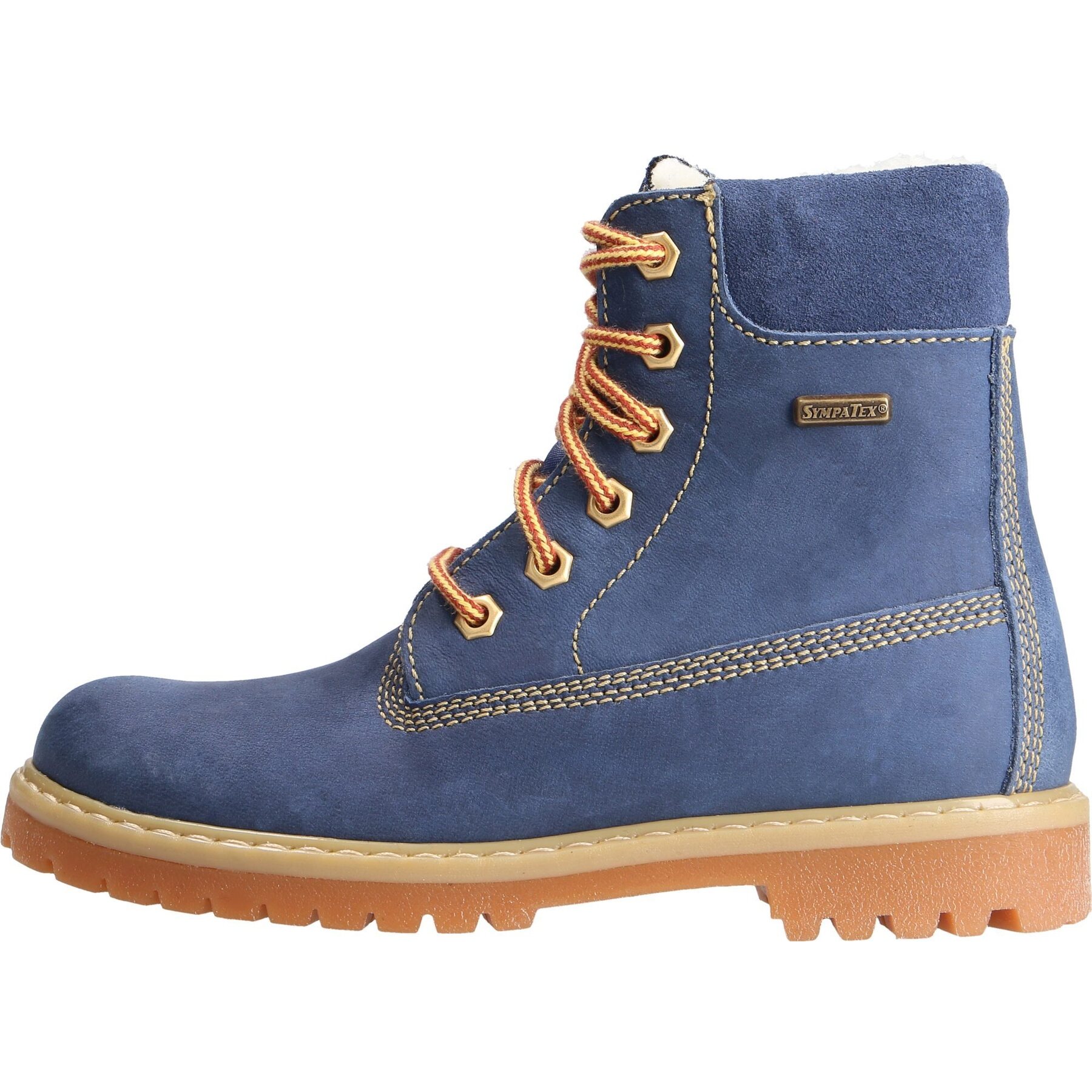 blaue stiefeletten seitenansicht links